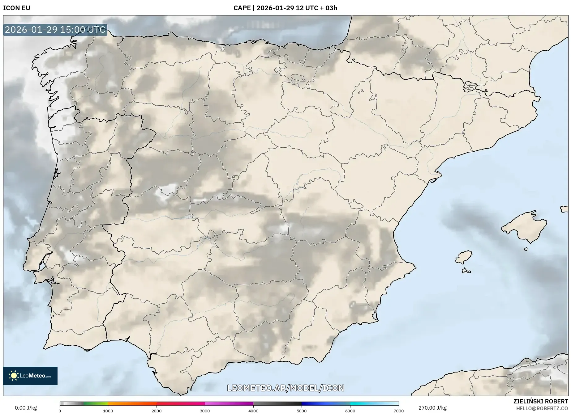 ICON model - Espanha, CAPE