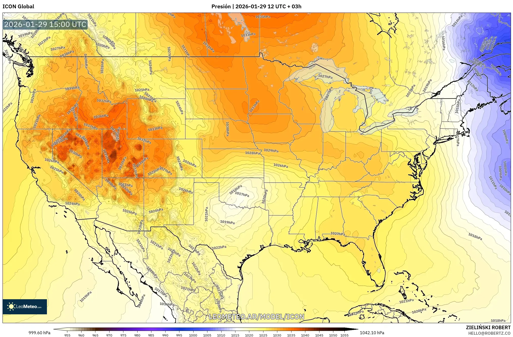 ICON model - Estados Unidos, Pressão