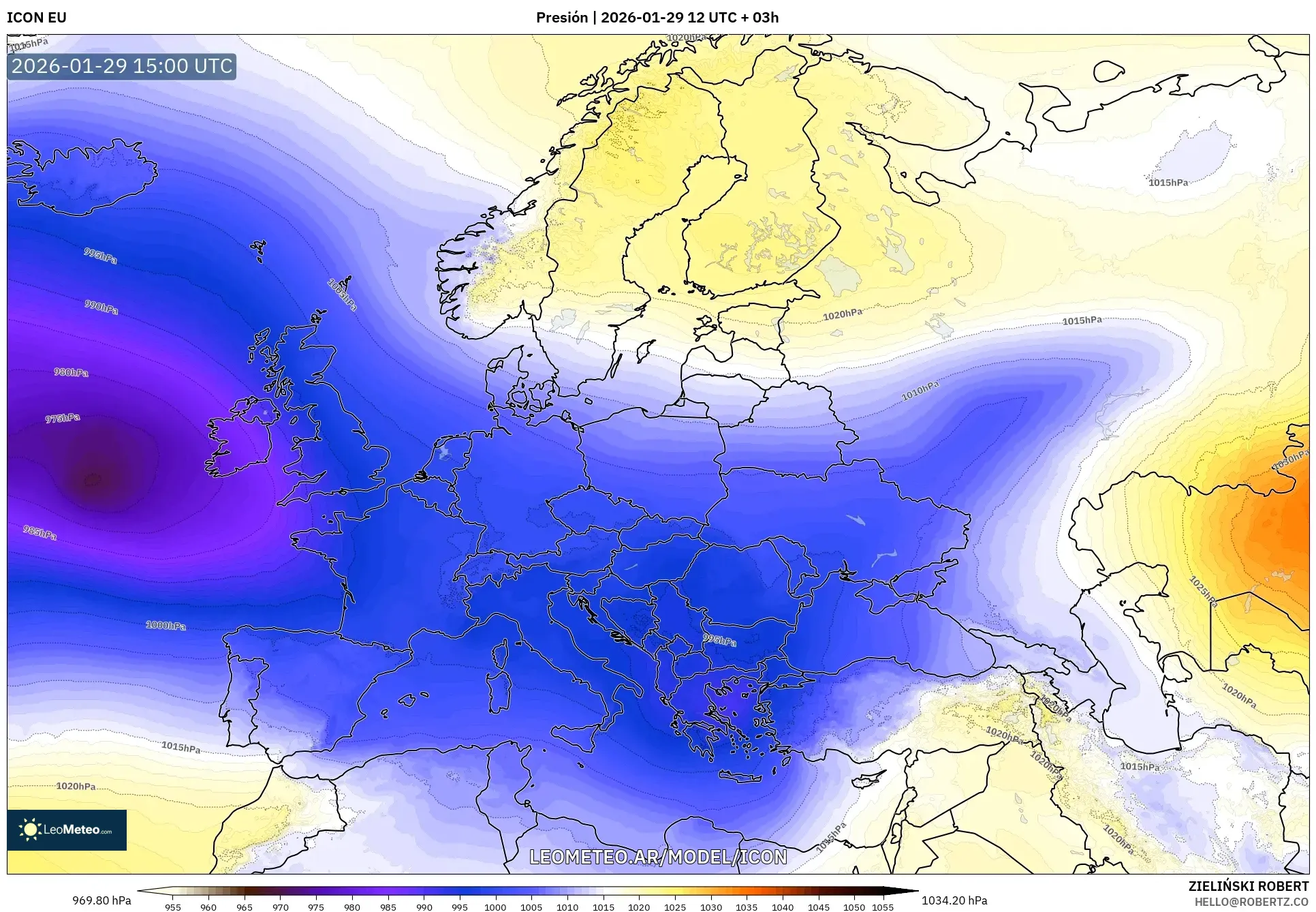 ICON model - Europa, Pressão