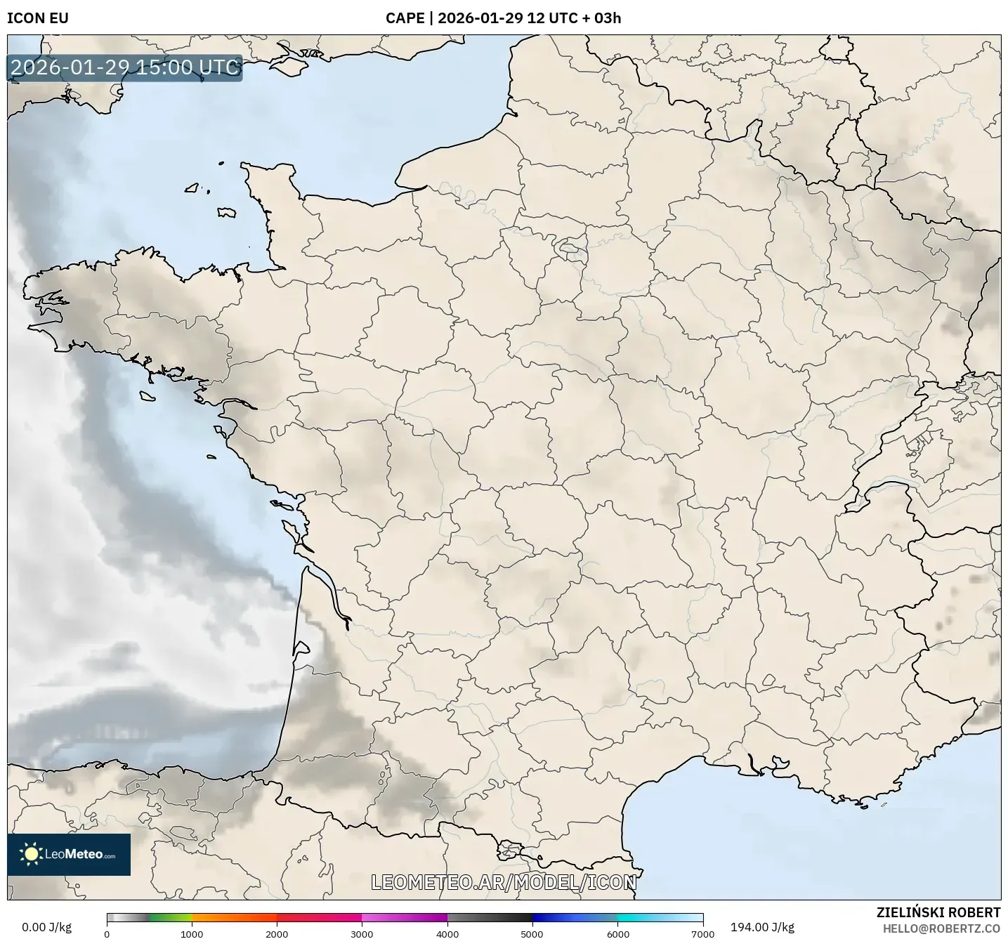 ICON model - França, CAPE