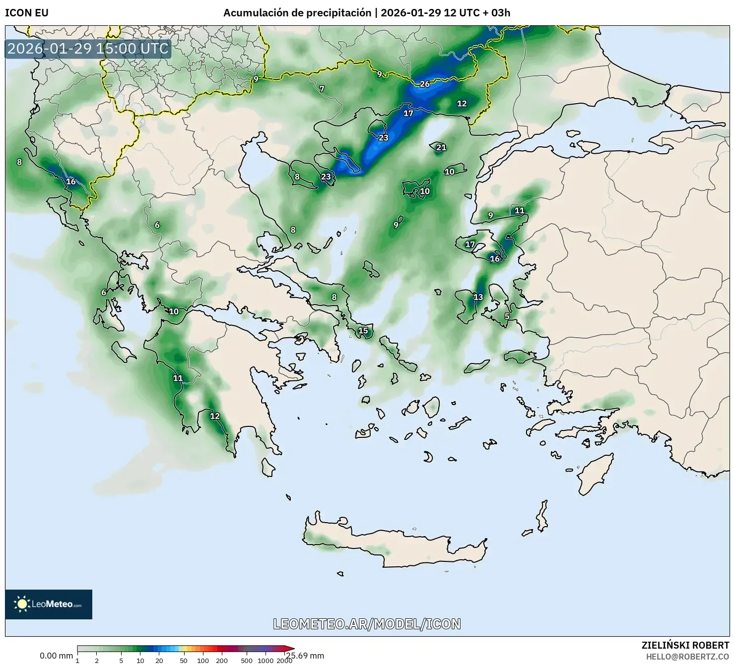 ICON model - Grécia, Acúmulo de precipitação