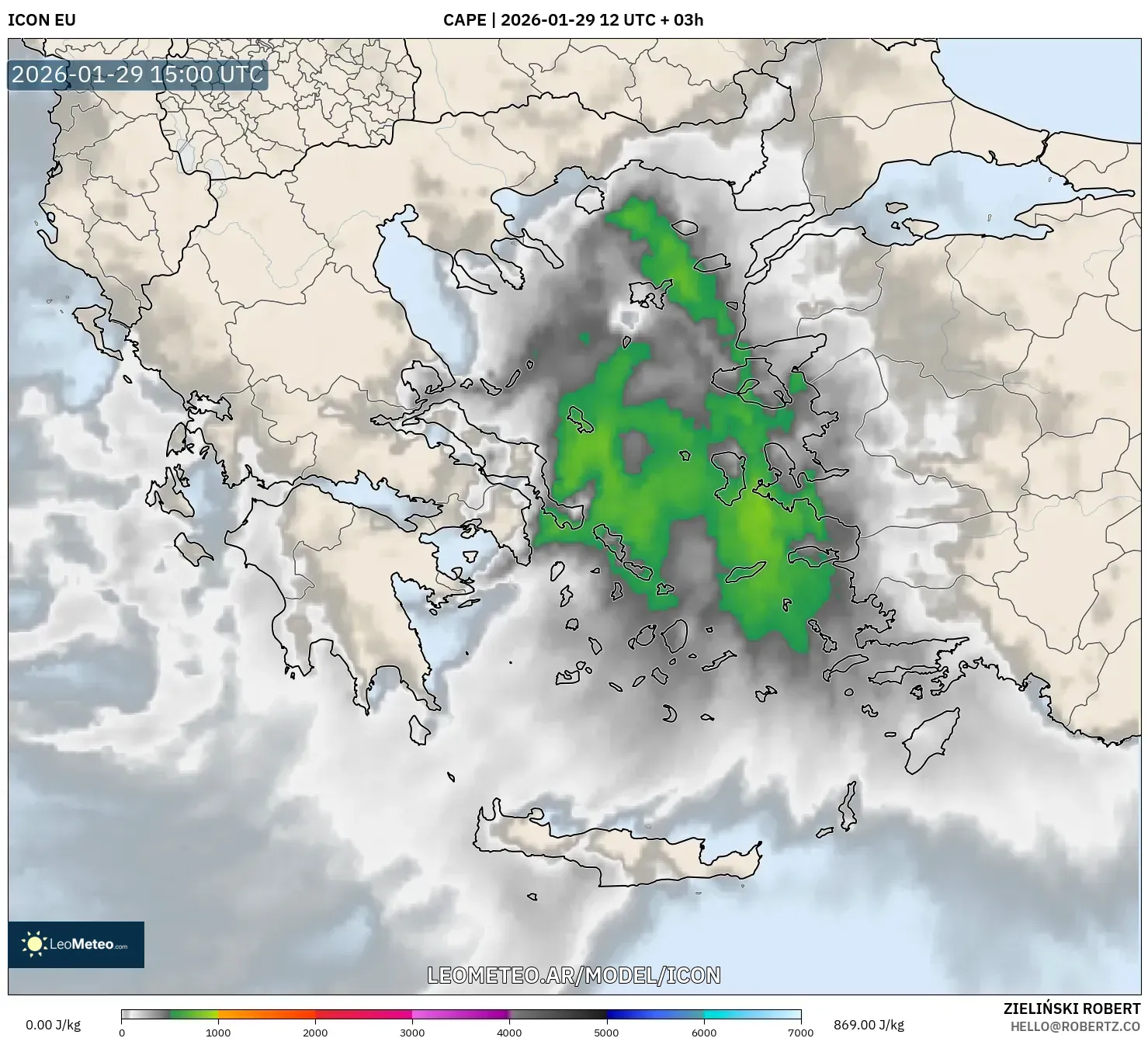 ICON model - Grécia, CAPE