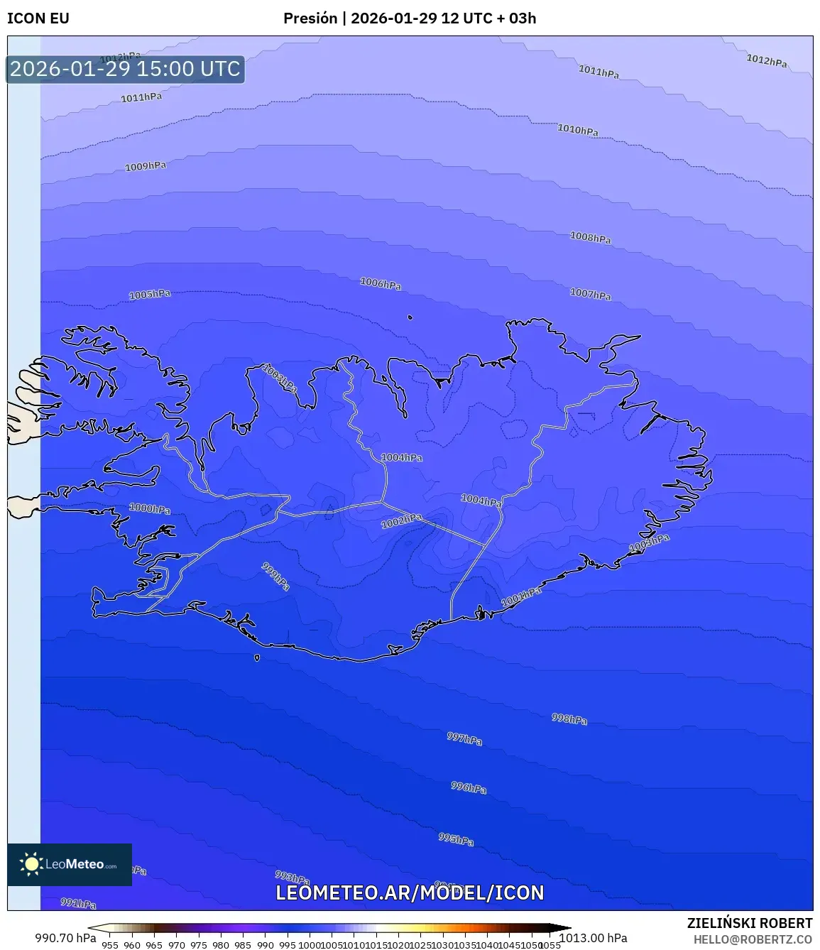 ICON model - Islândia, Pressão
