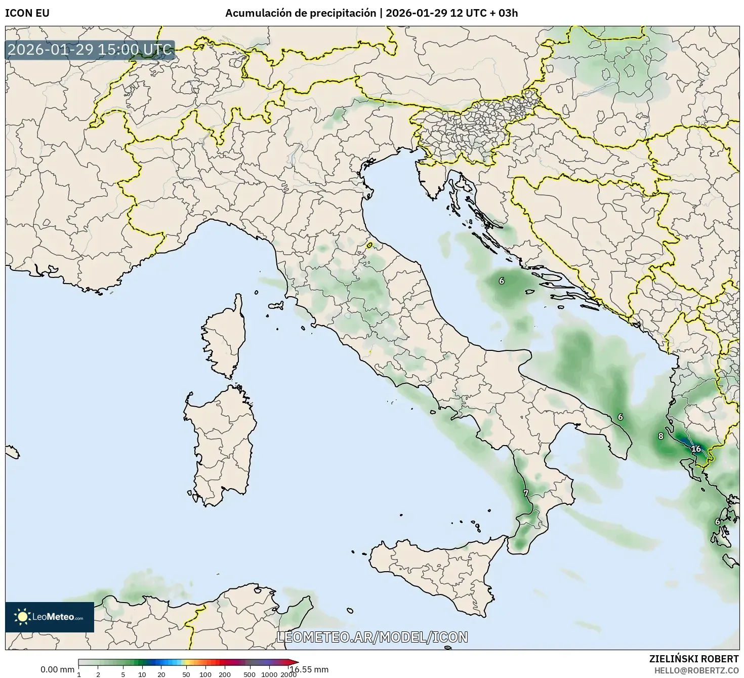 ICON model - Itália, Acúmulo de precipitação
