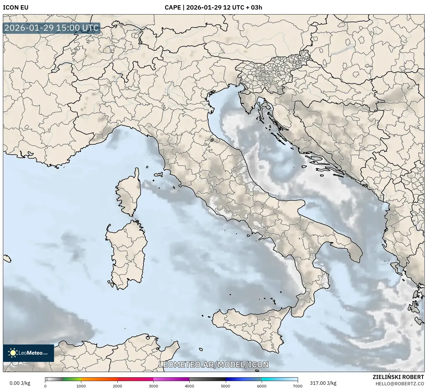 ICON model - Itália, CAPE