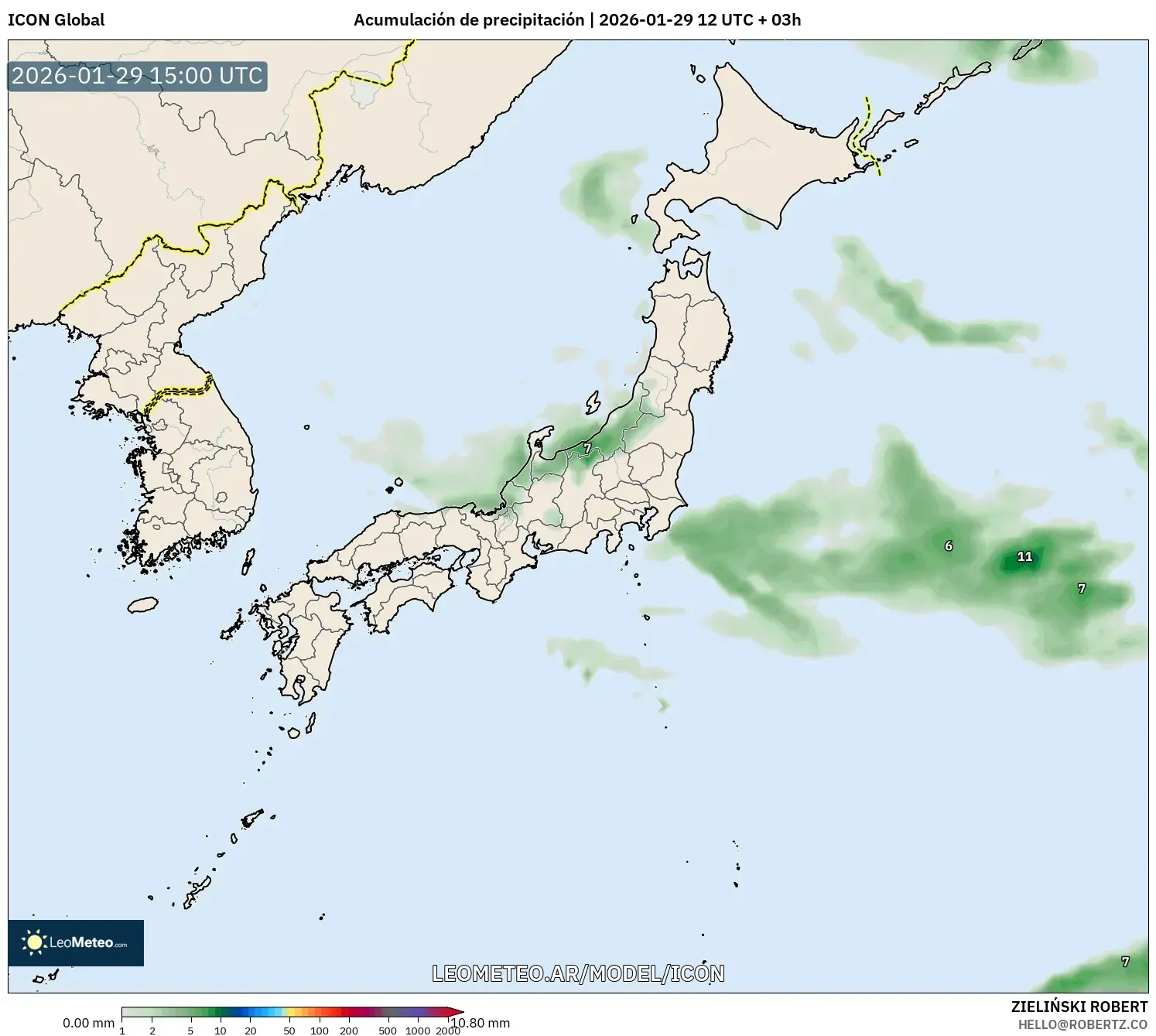 ICON model - Japão, Acúmulo de precipitação