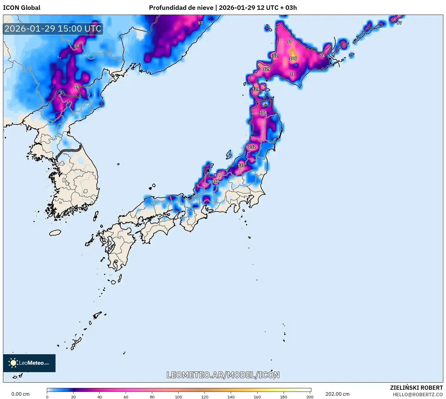 ICON model - Japão, Profundidade da neve