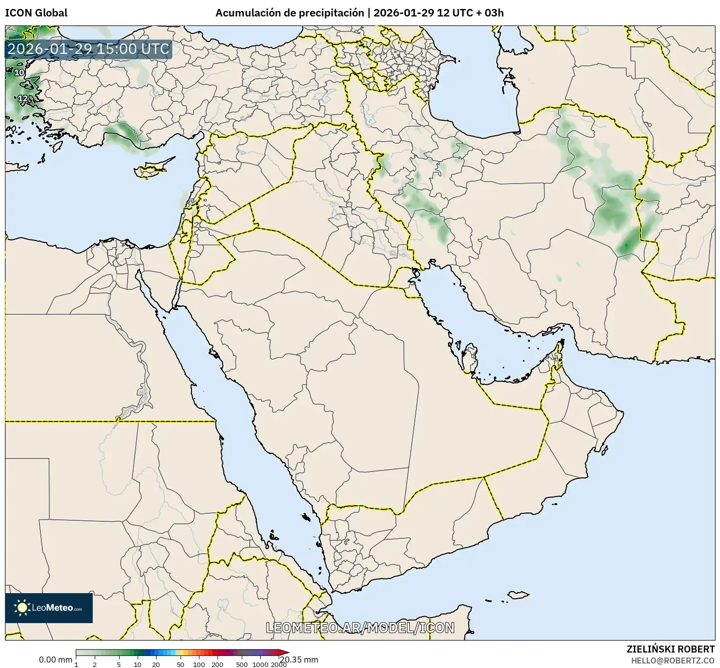ICON model - Oriente Médio, Acúmulo de precipitação