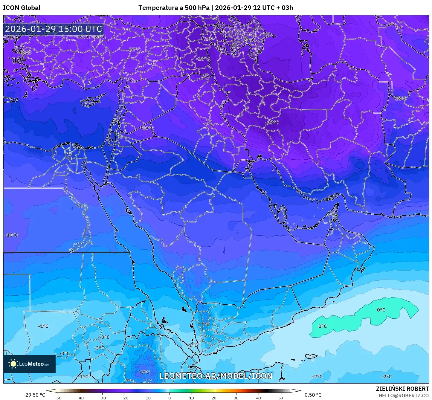 ICON model - Oriente Médio, Temperatura a 500 hPa