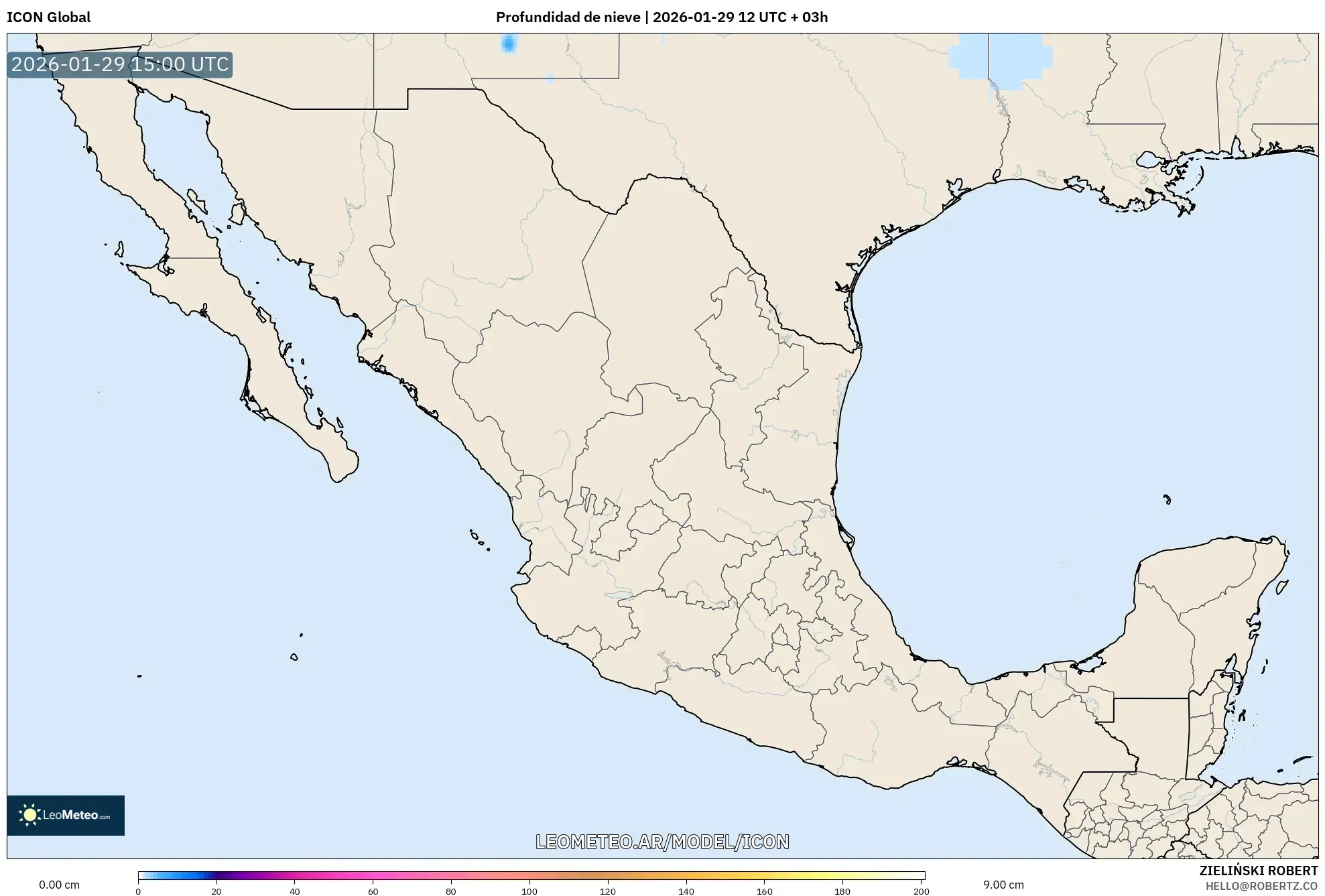 ICON model - México, Profundidade da neve