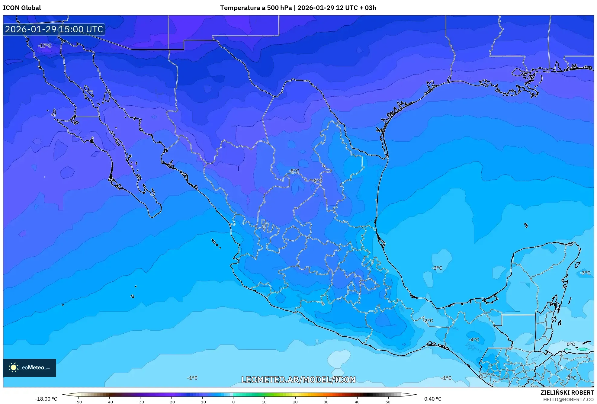 ICON model - México, Temperatura a 500 hPa