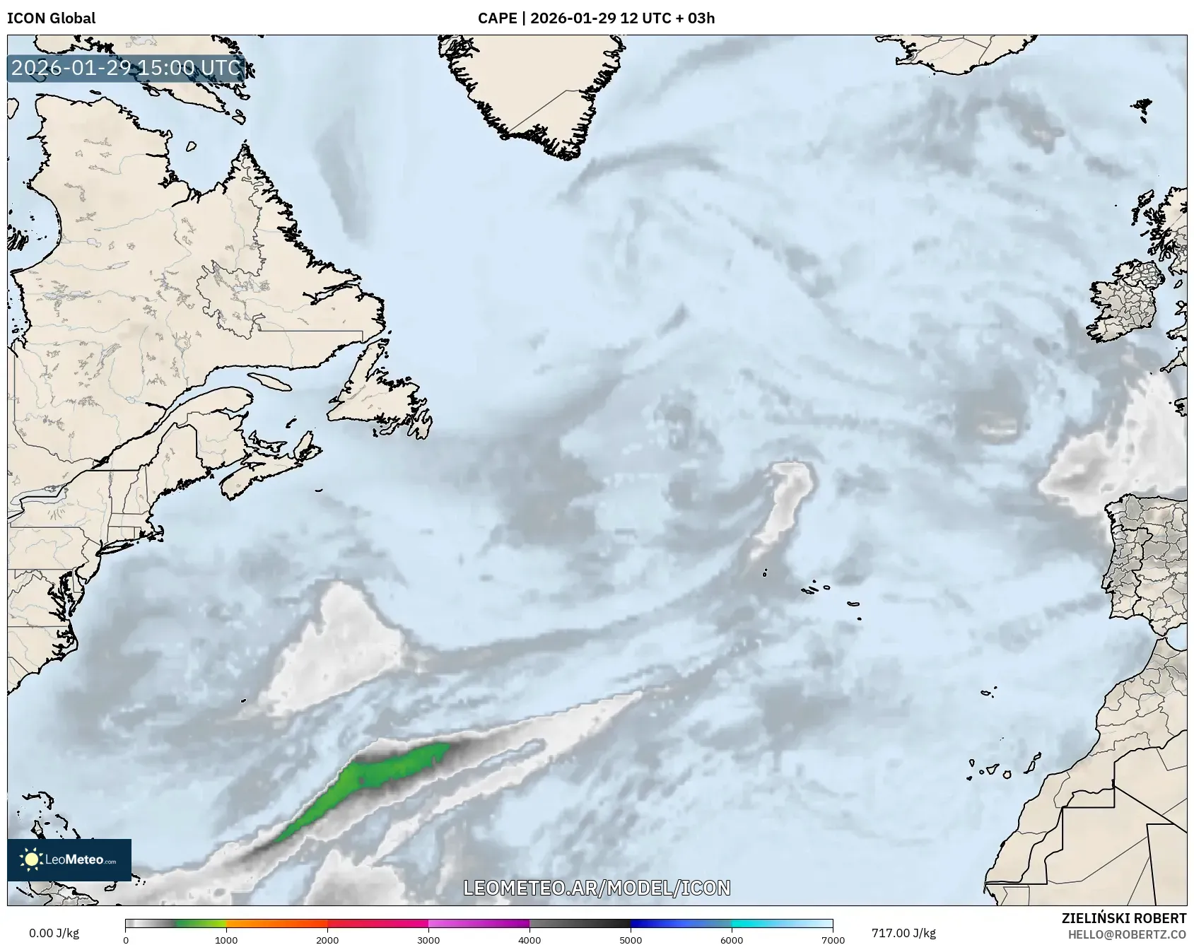 ICON model - Atlântico Norte, CAPE
