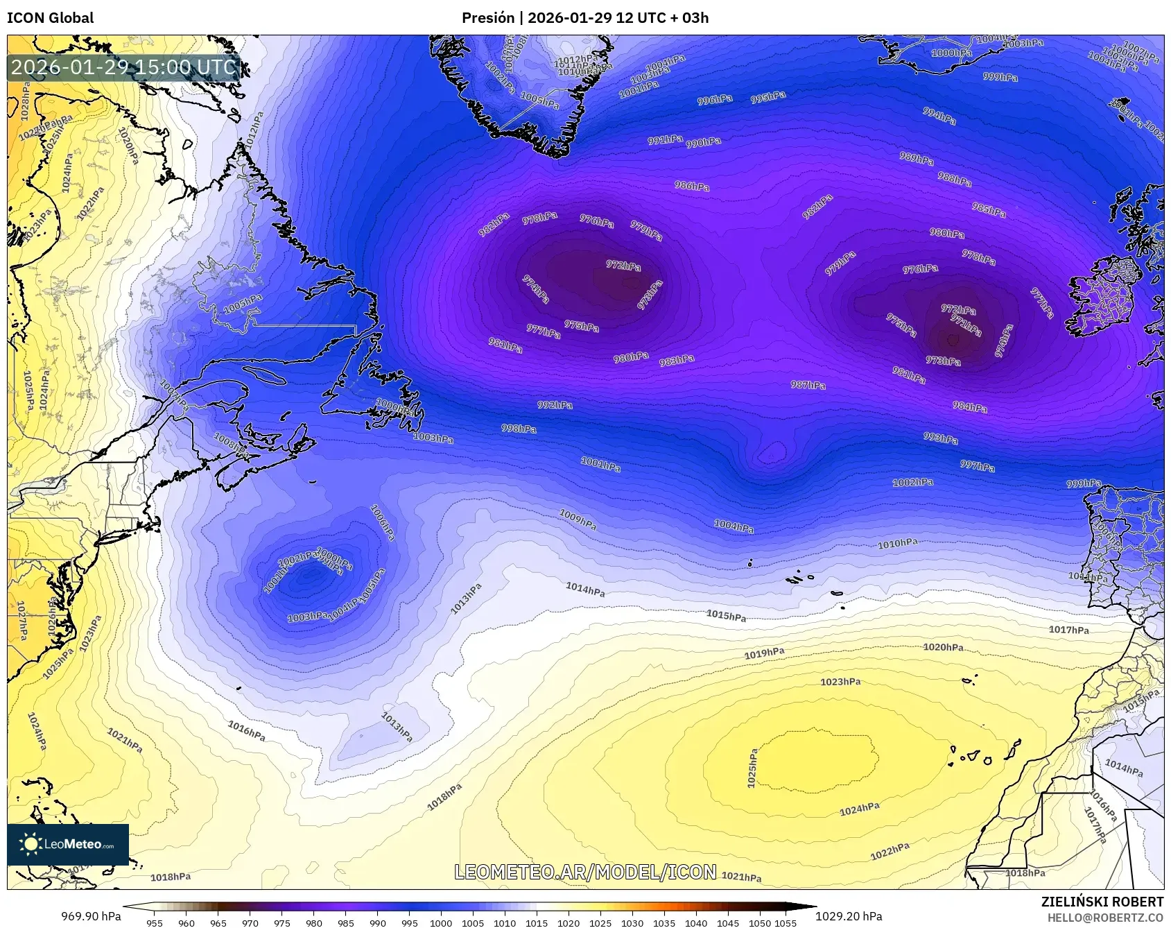 ICON model - Atlântico Norte, Pressão