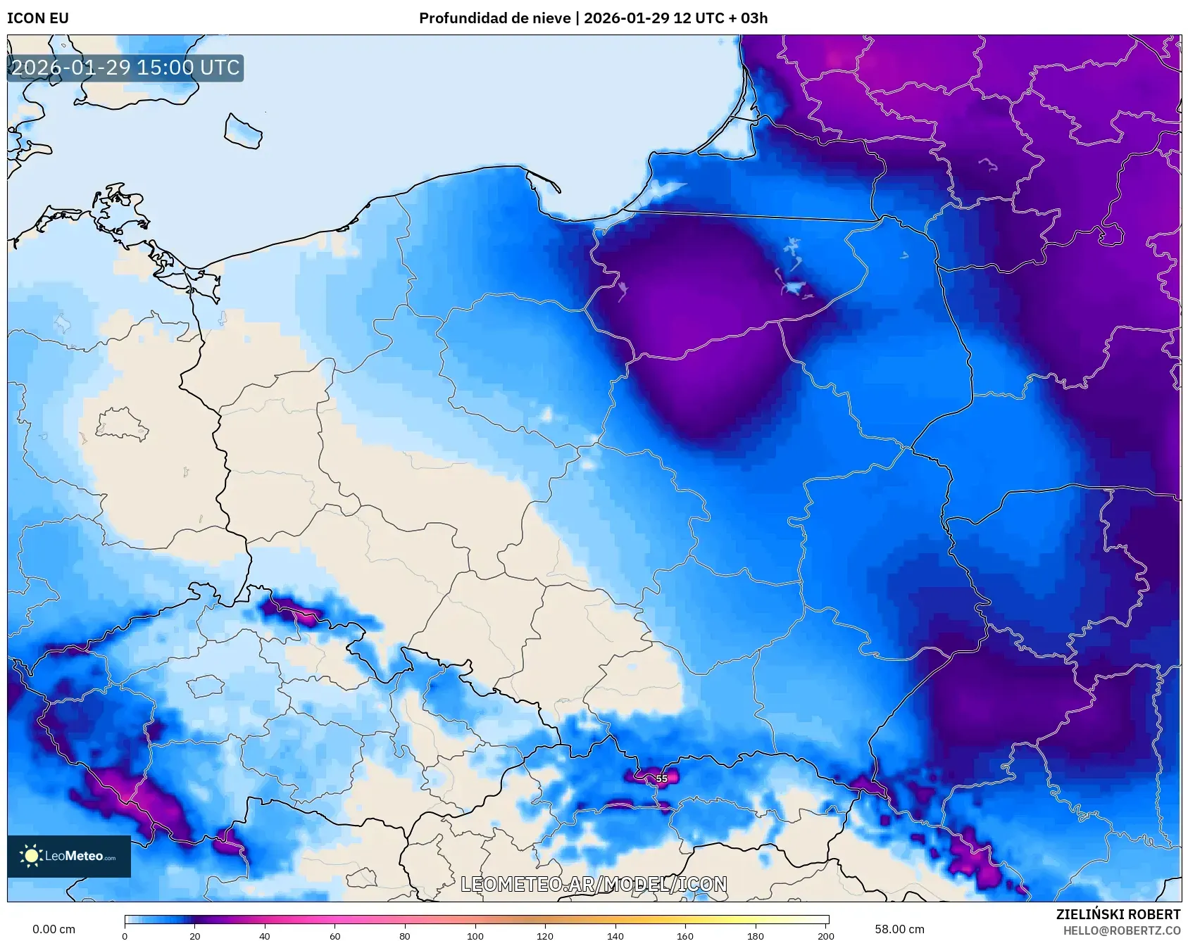 ICON model - Polônia, Profundidade da neve