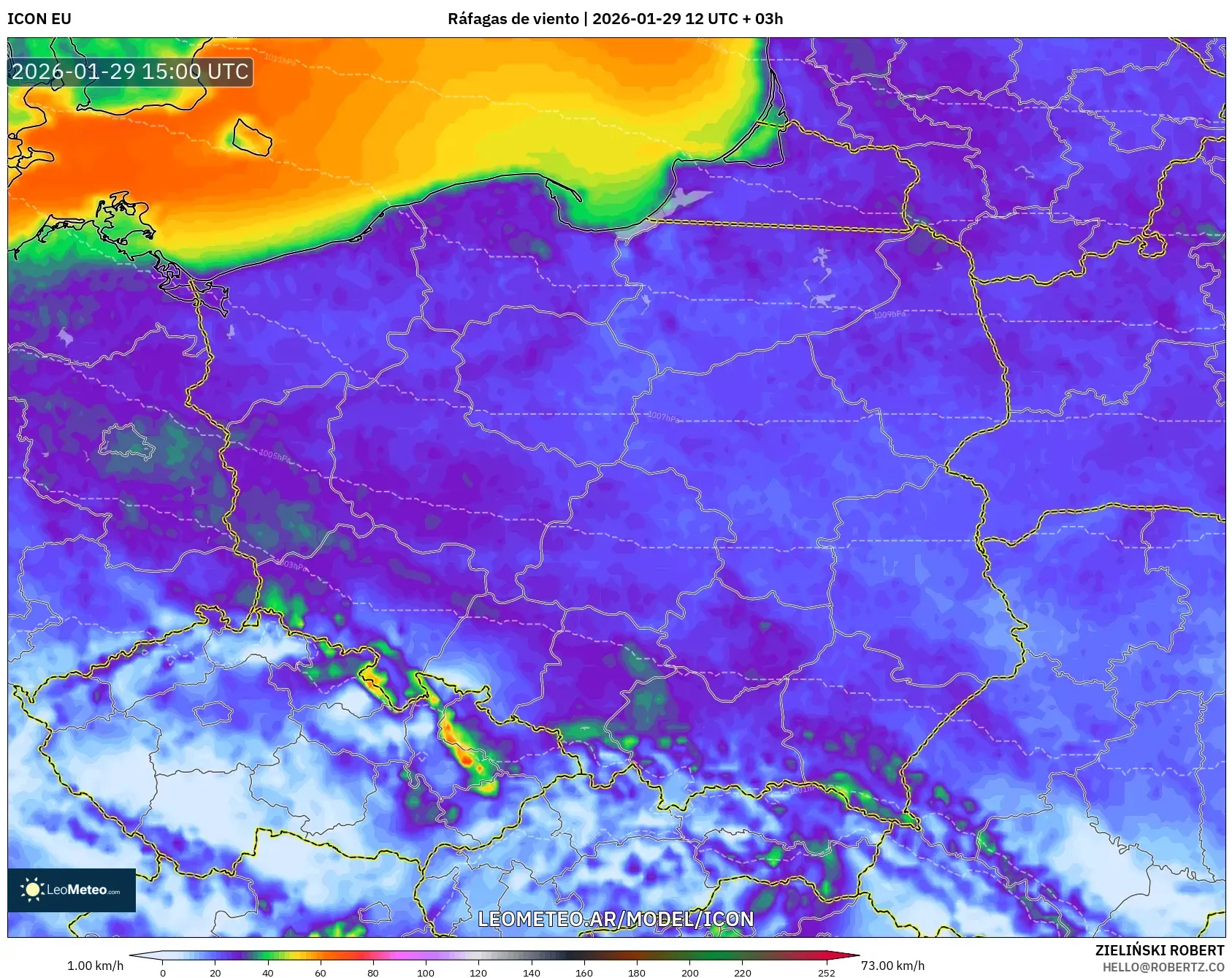 ICON model - Polônia, Rajadas de vento