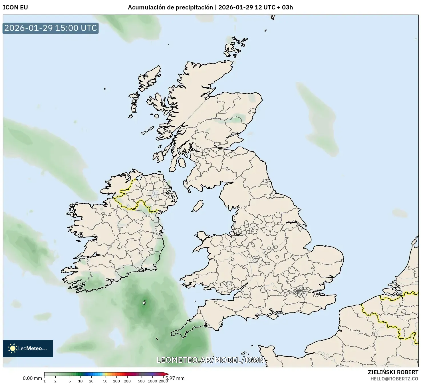 ICON model - Reino Unido, Acúmulo de precipitação