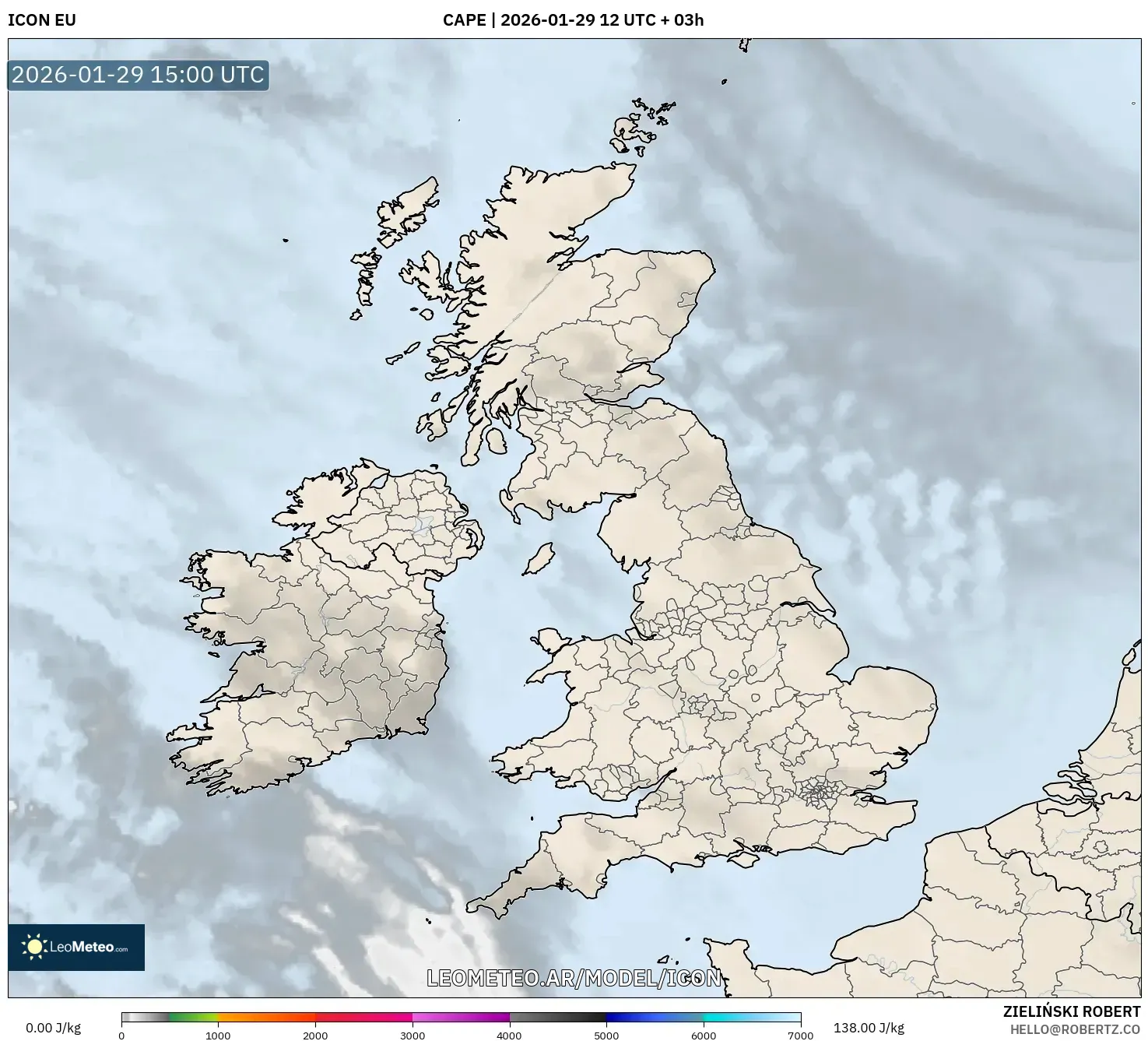 ICON model - Reino Unido, CAPE