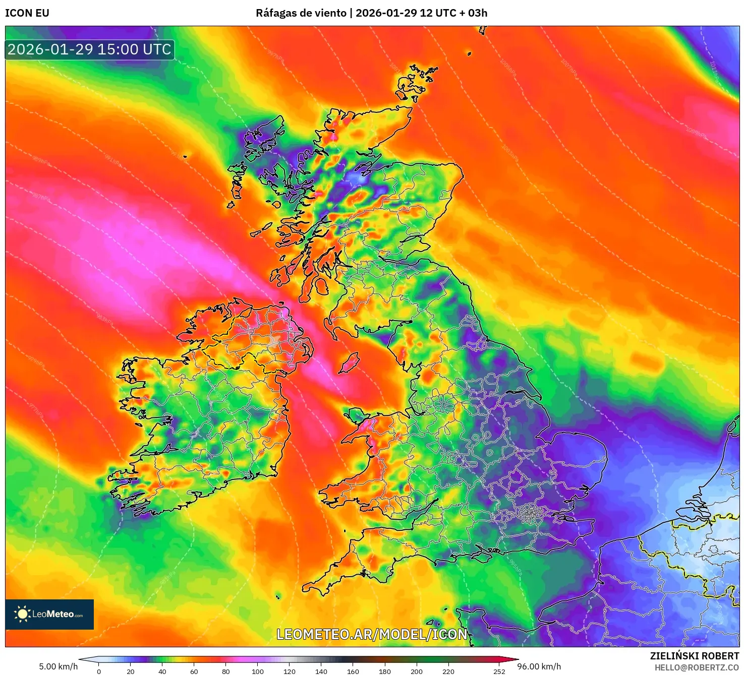 ICON model - Reino Unido, Rajadas de vento