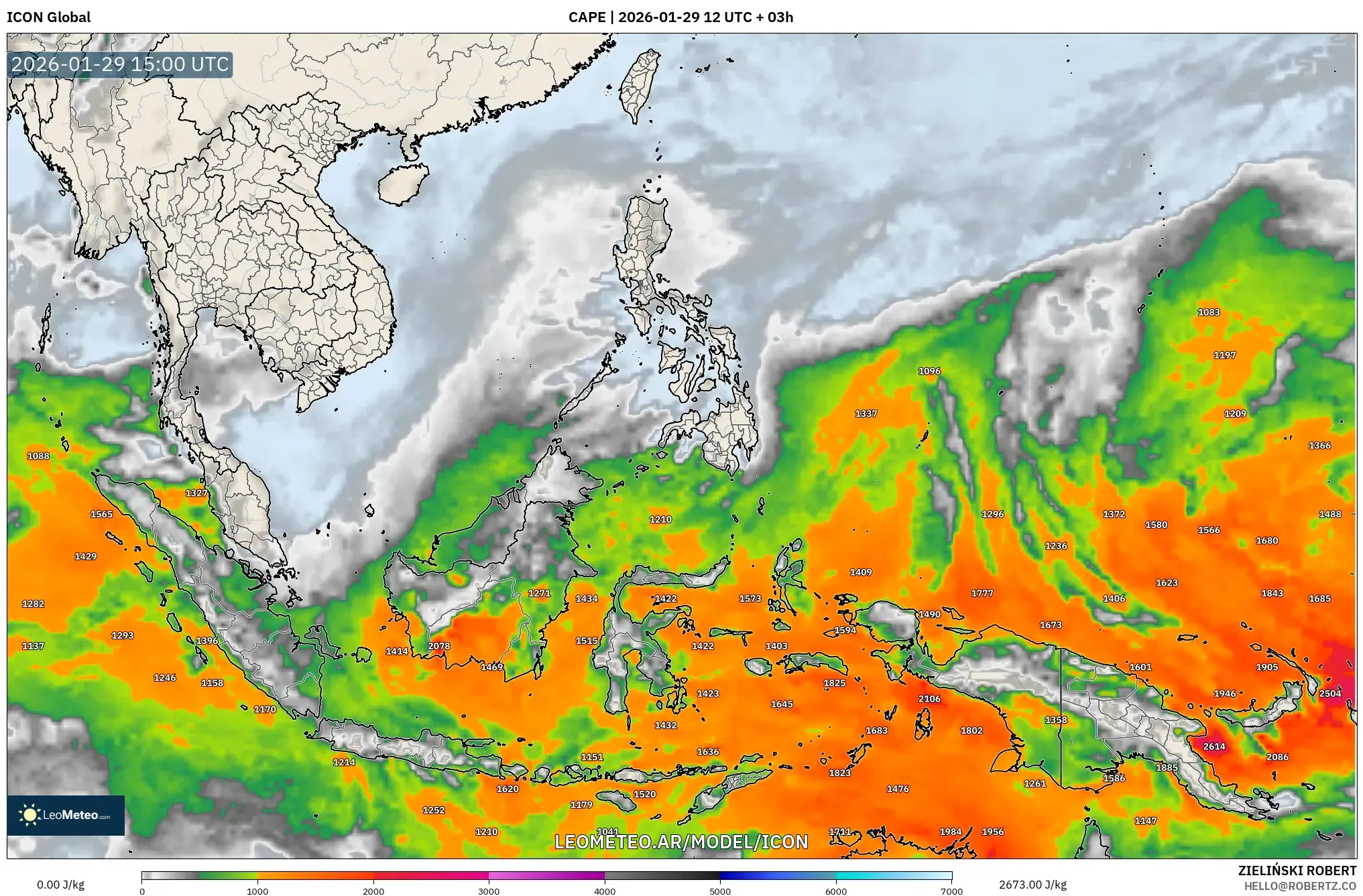 ICON model - Sudeste Asiático, CAPE