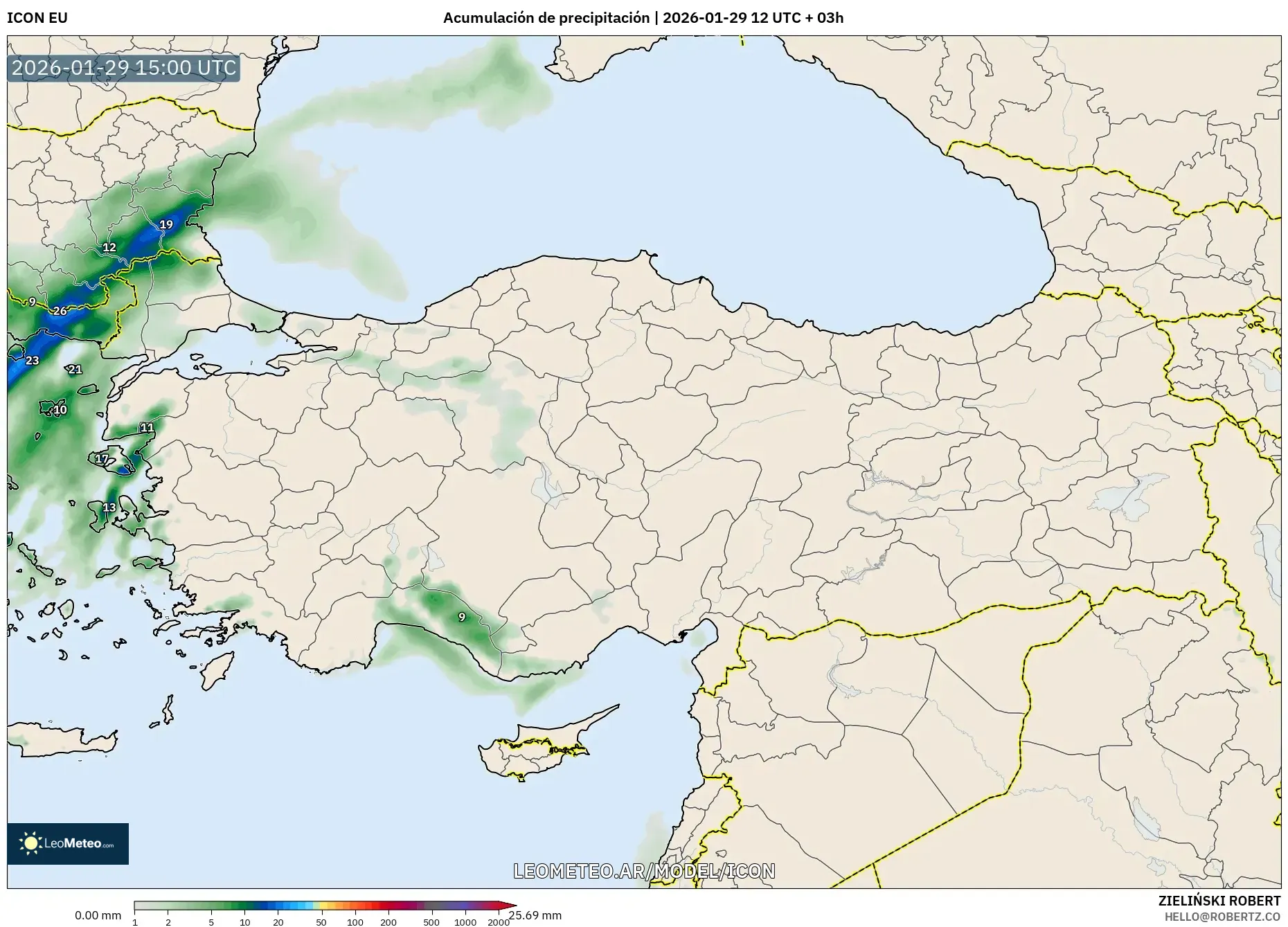 ICON model - Turquia, Acúmulo de precipitação