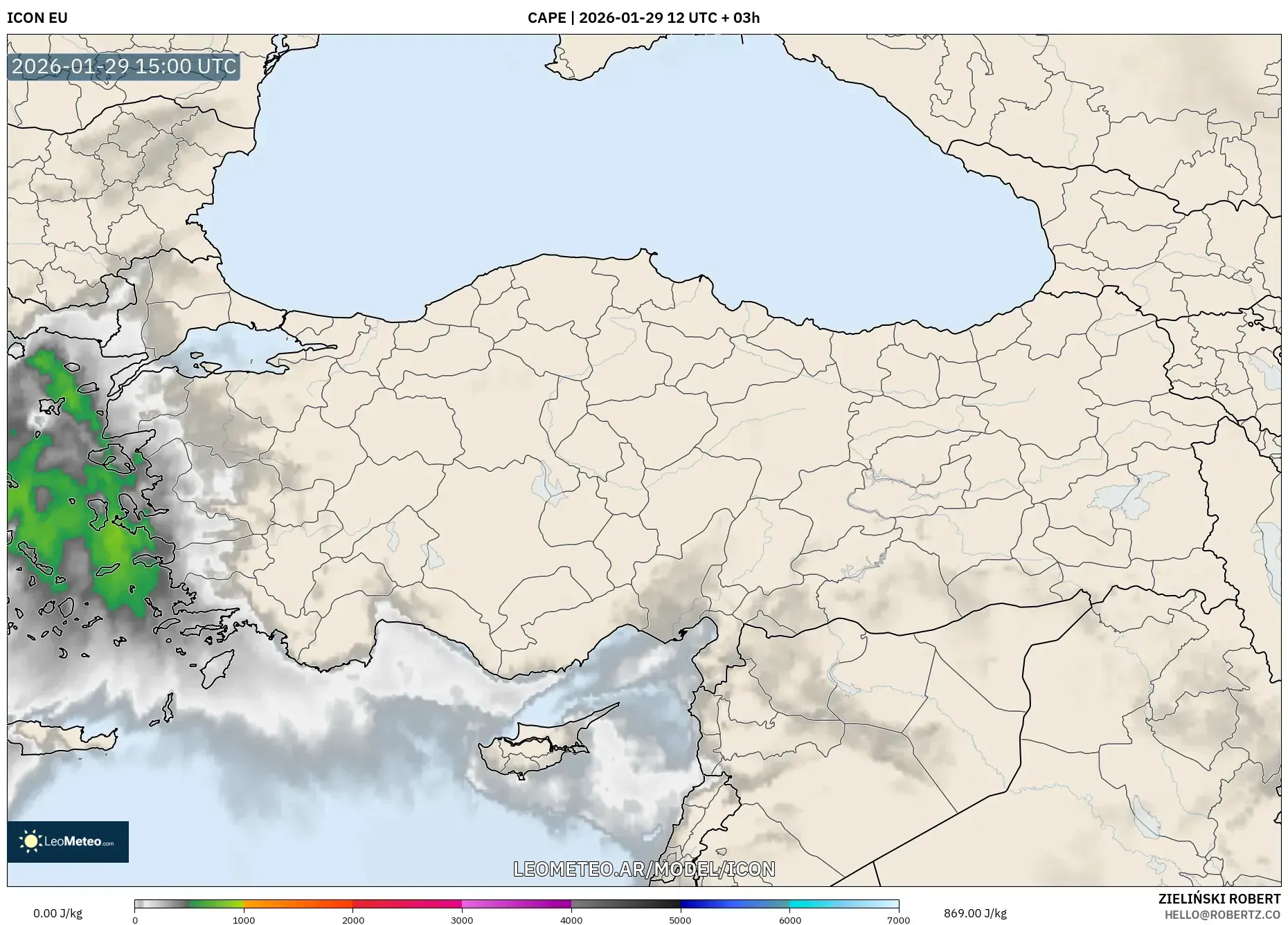 ICON model - Turquia, CAPE