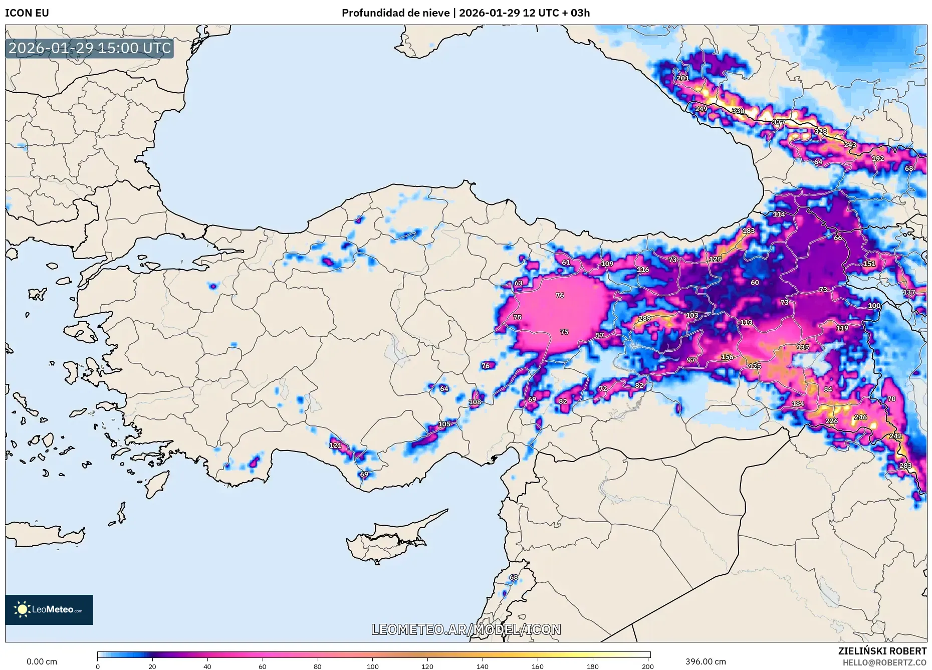 ICON model - Turquia, Profundidade da neve