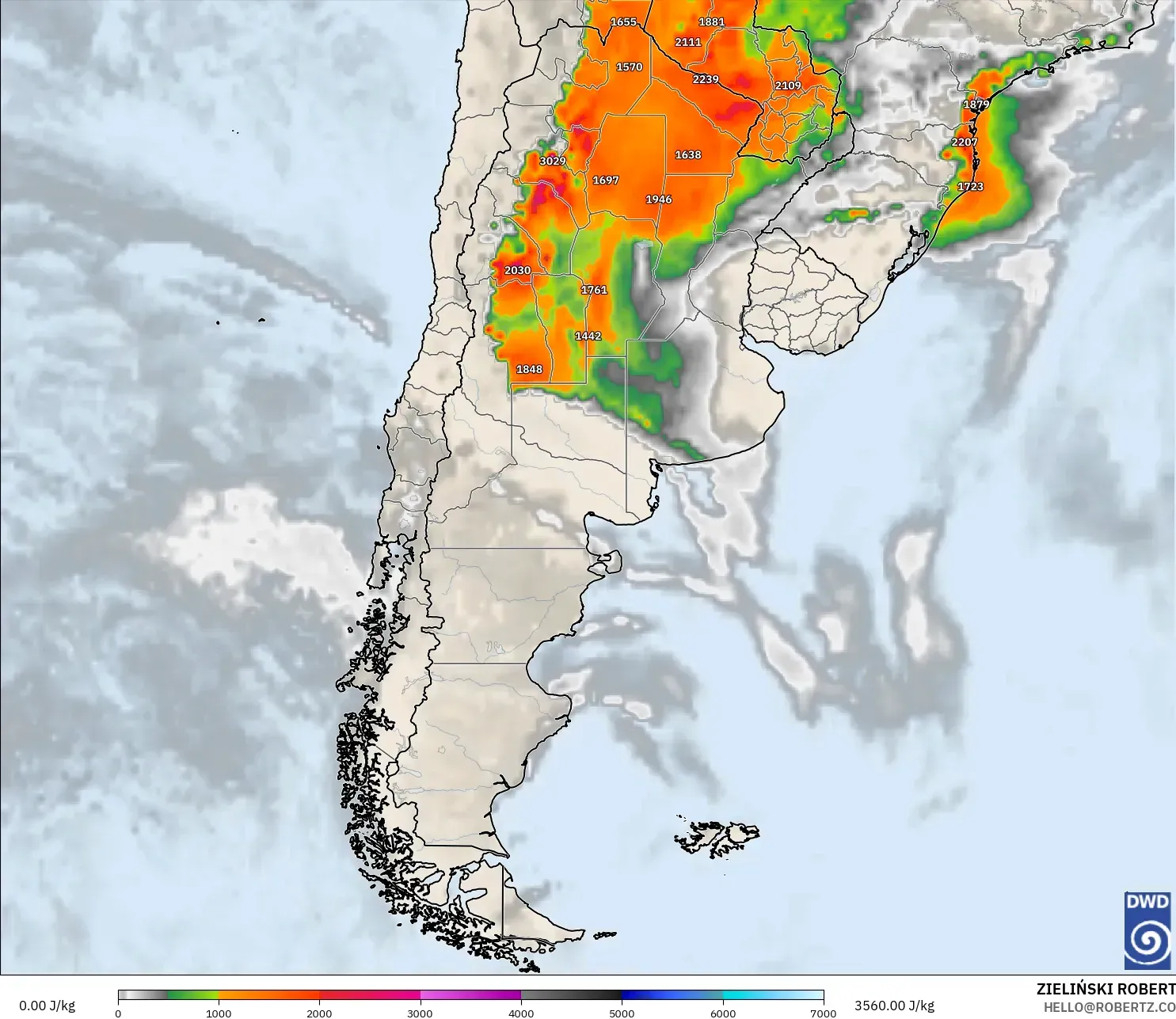 ICON modelo - Argentina, CAPE