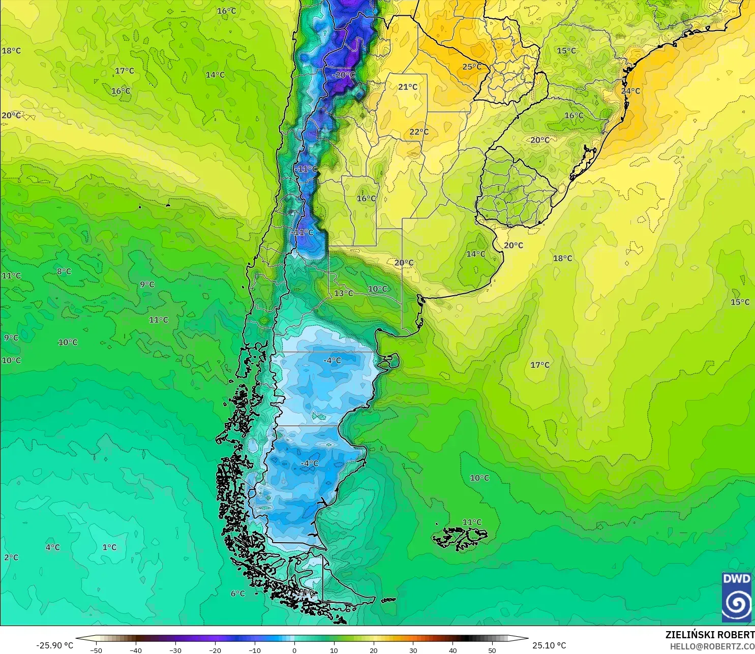 ICON modelo - Argentina, Ponto de orvalho a 2 m