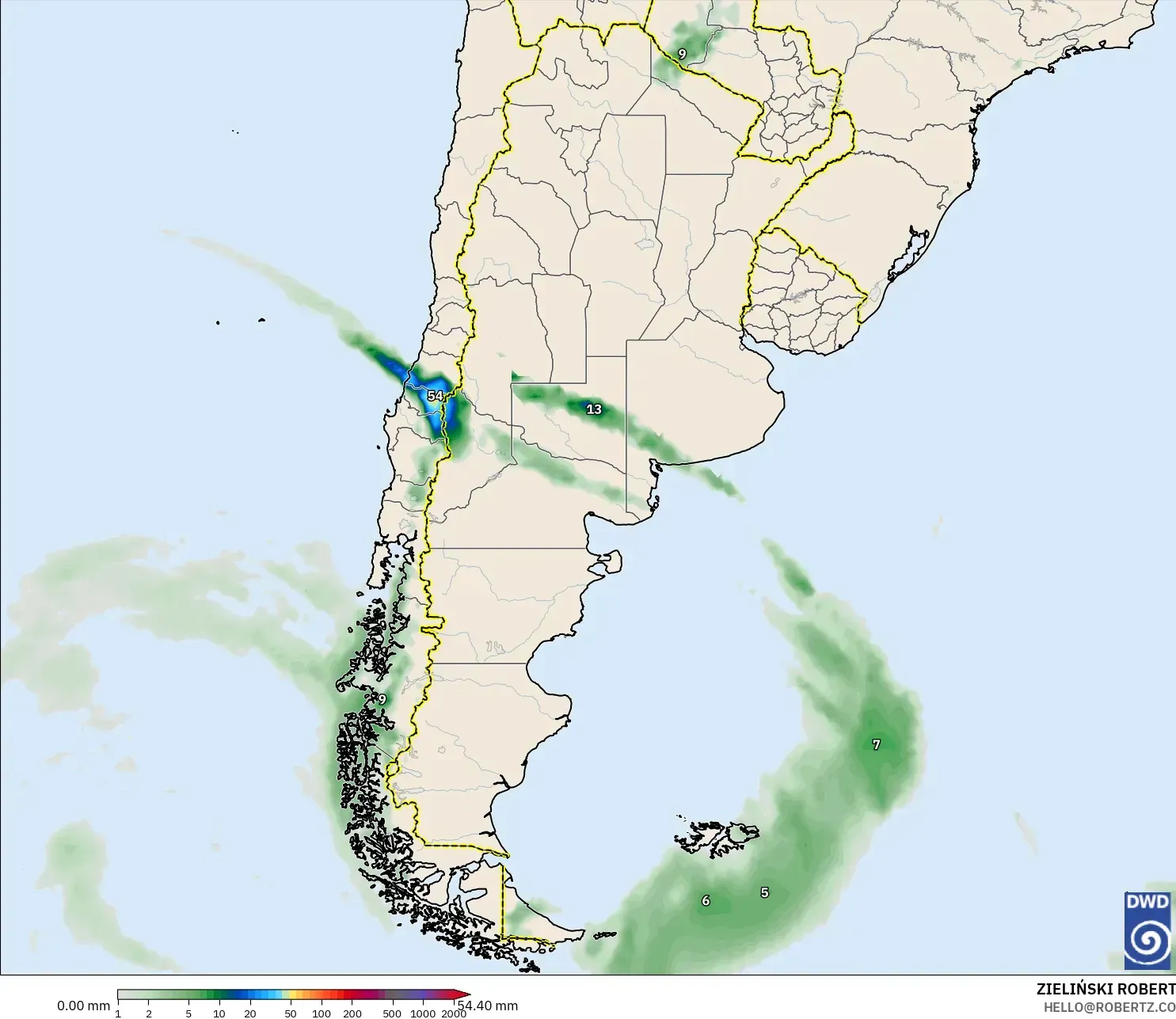ICON modelo - Argentina, Acúmulo de precipitação