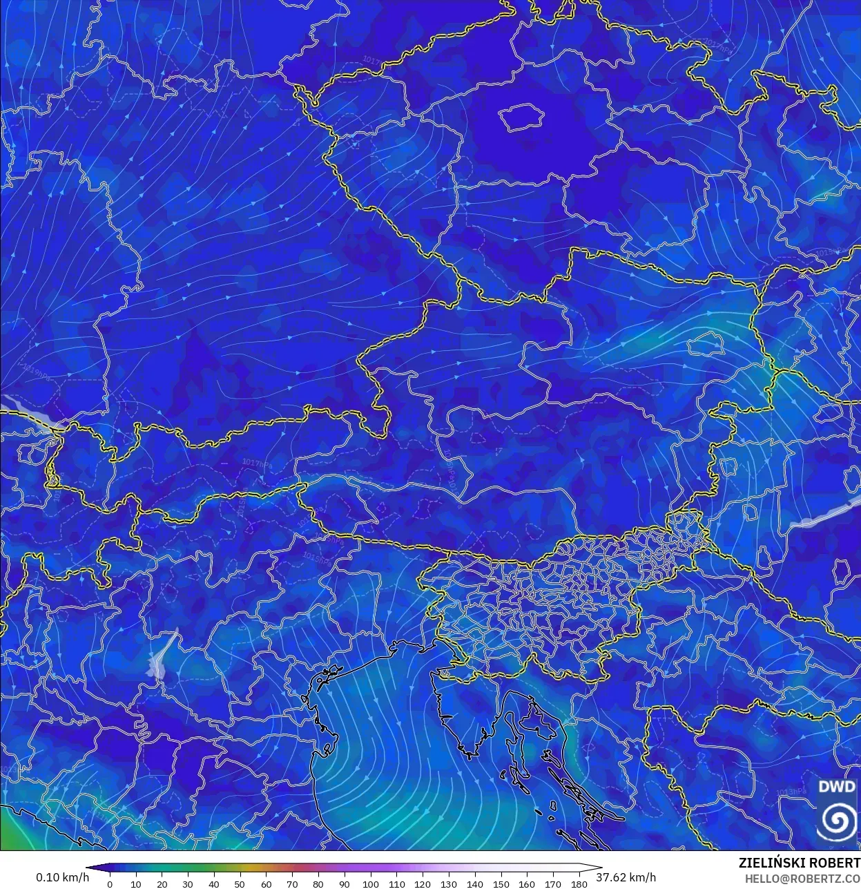 ICON modelo - Áustria, Vento a 10 m