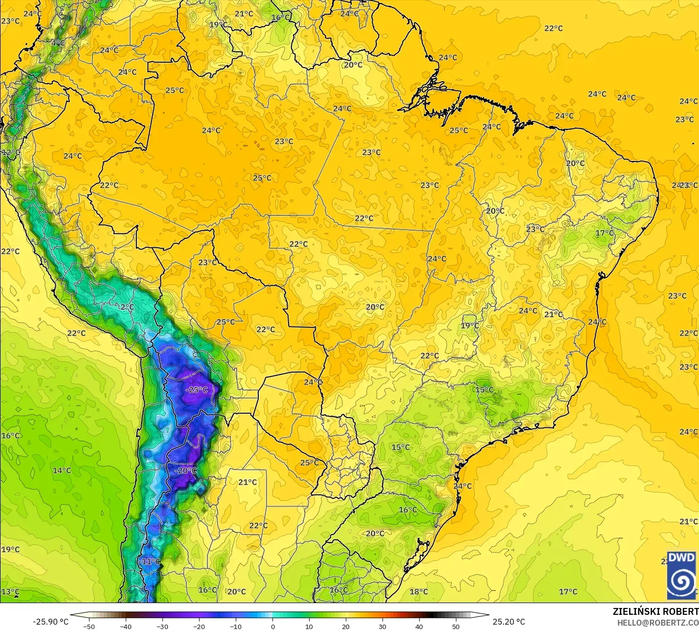 ICON modelo - Brasil, Ponto de orvalho a 2 m