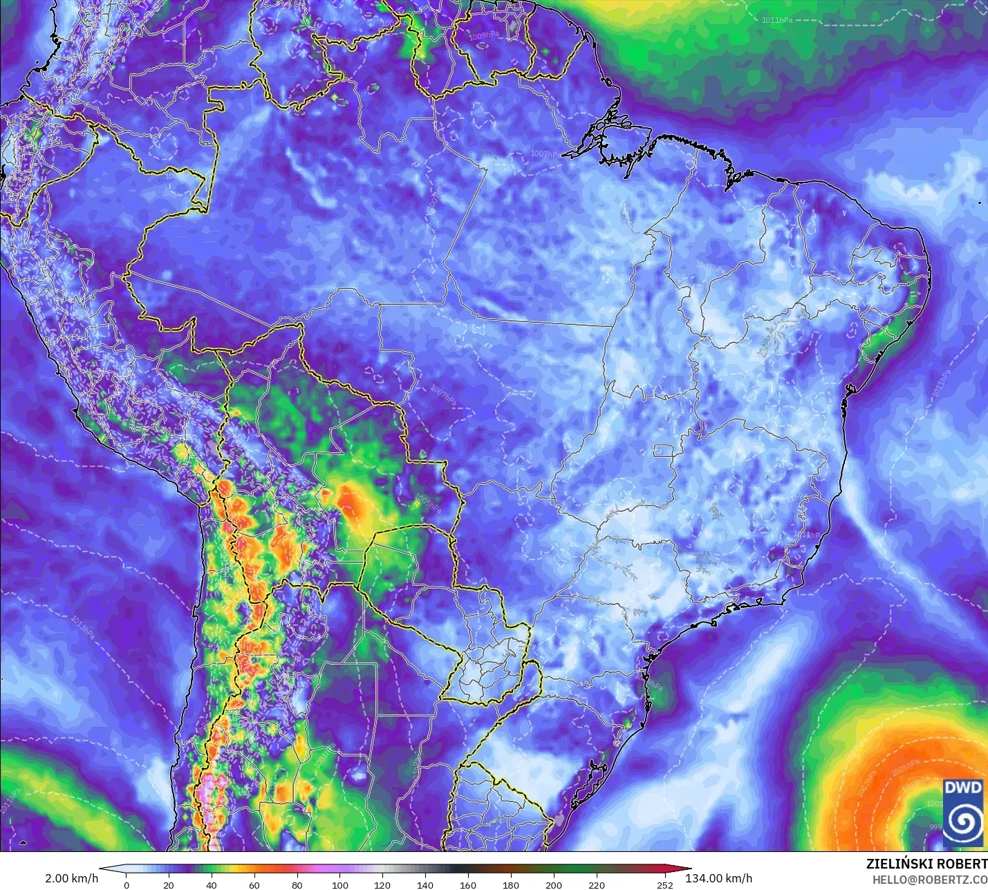 ICON modelo - Brasil, Rajadas de vento