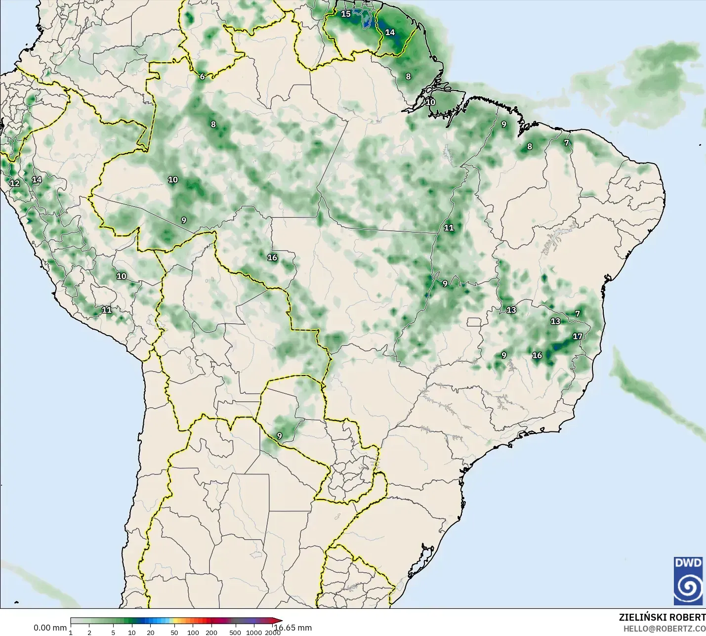ICON modelo - Brasil, Acúmulo de precipitação