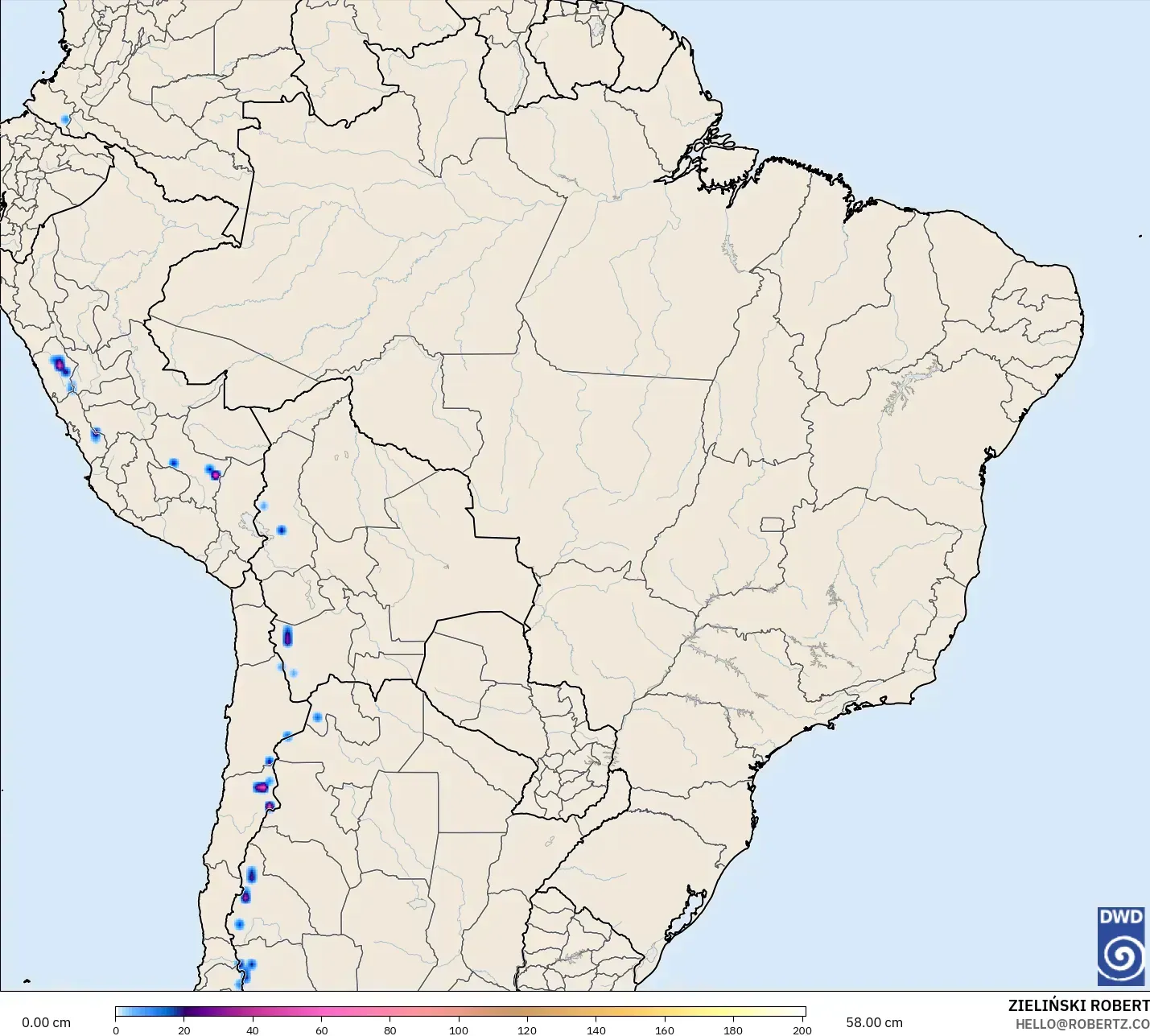 ICON modelo - Brasil, Profundidade da neve