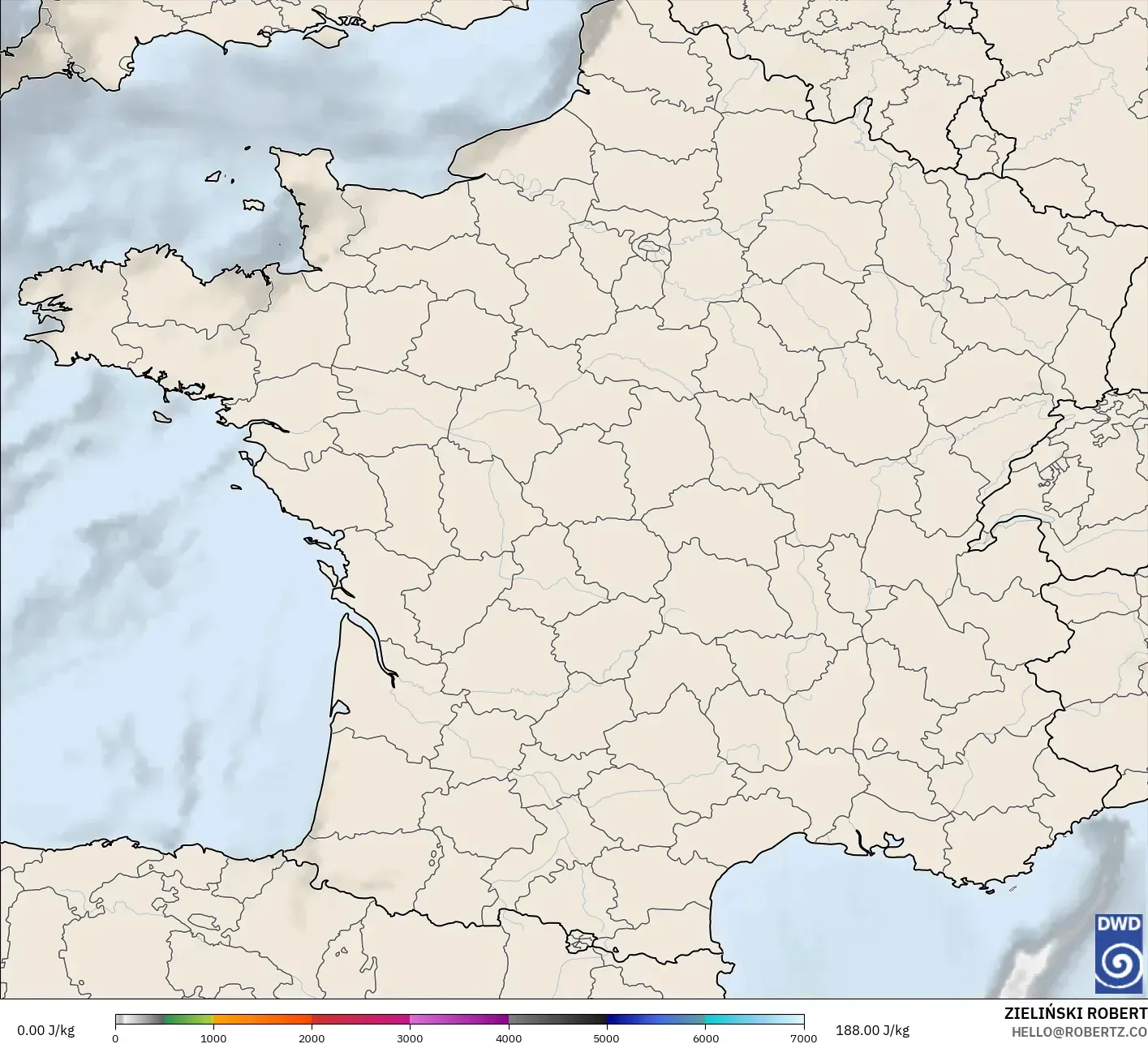 ICON modelo - França, CAPE