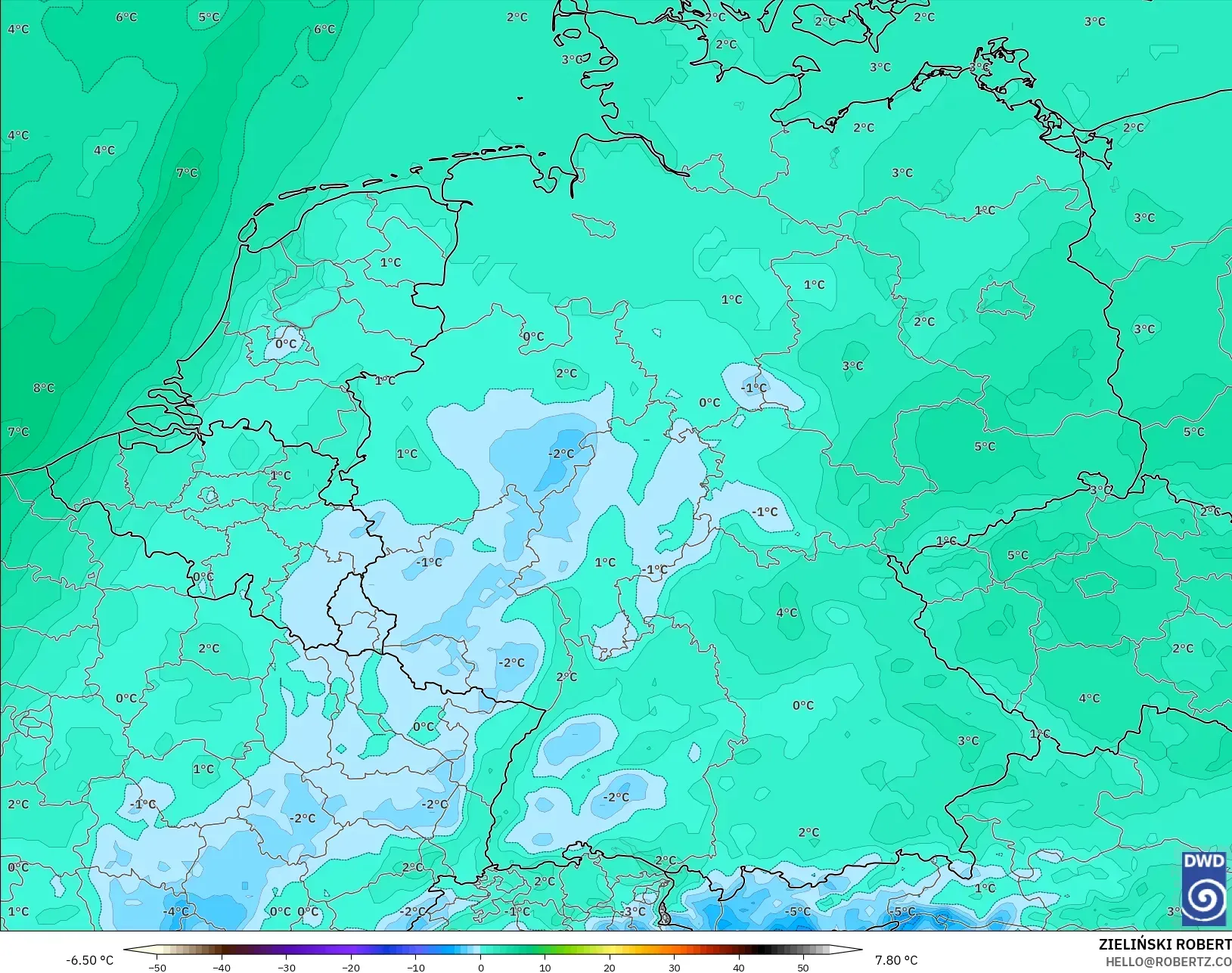 ICON modelo - Alemanha, Ponto de orvalho a 2 m