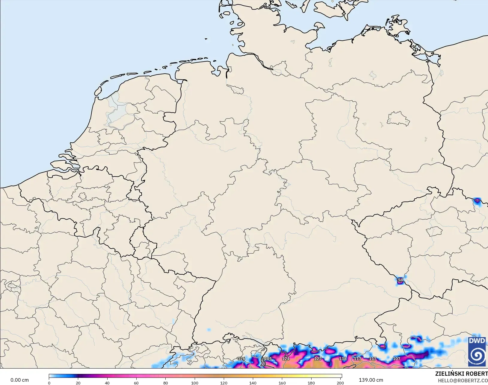 ICON modelo - Alemanha, Profundidade da neve