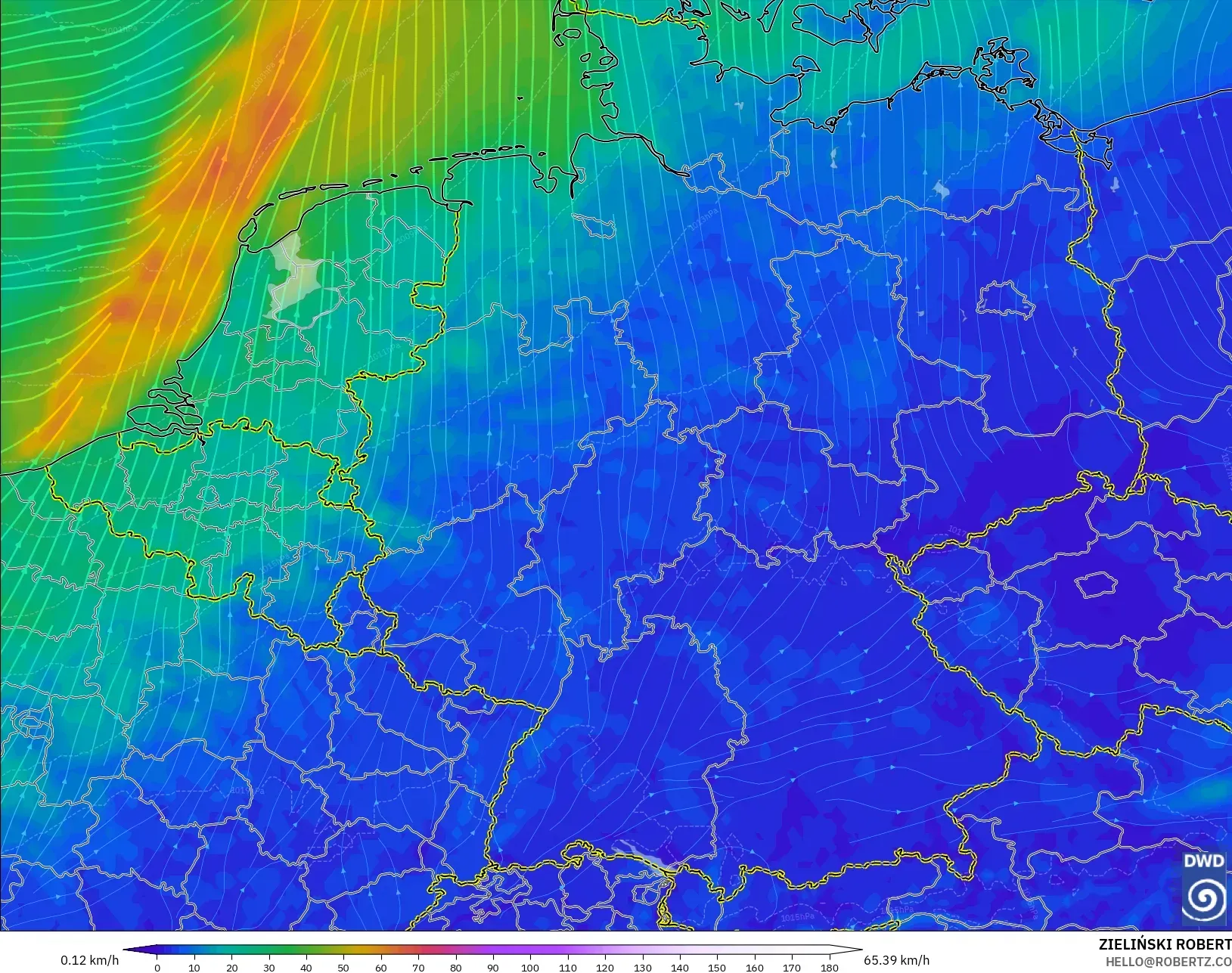 ICON modelo - Alemanha, Vento a 10 m