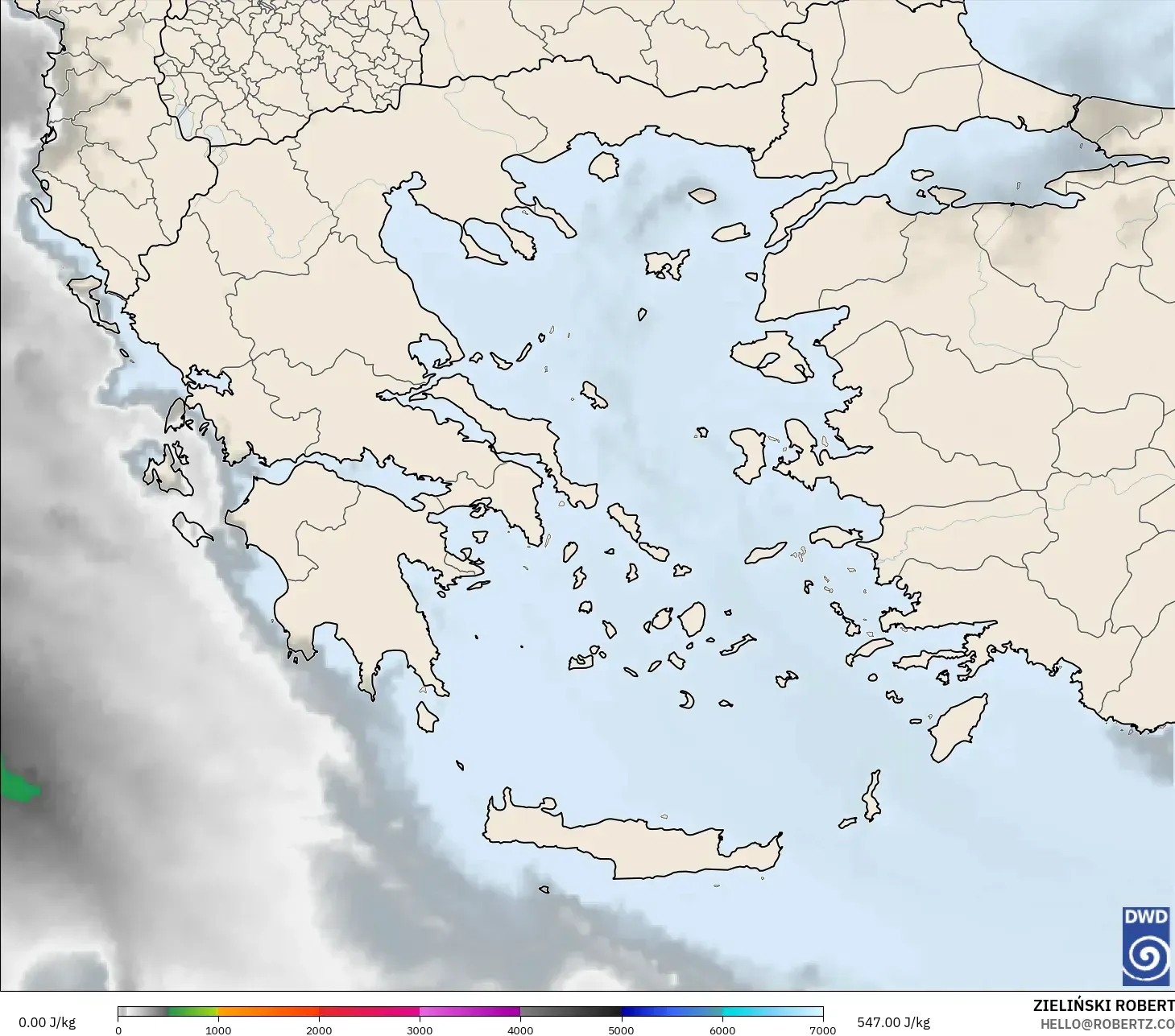 ICON modelo - Grécia, CAPE
