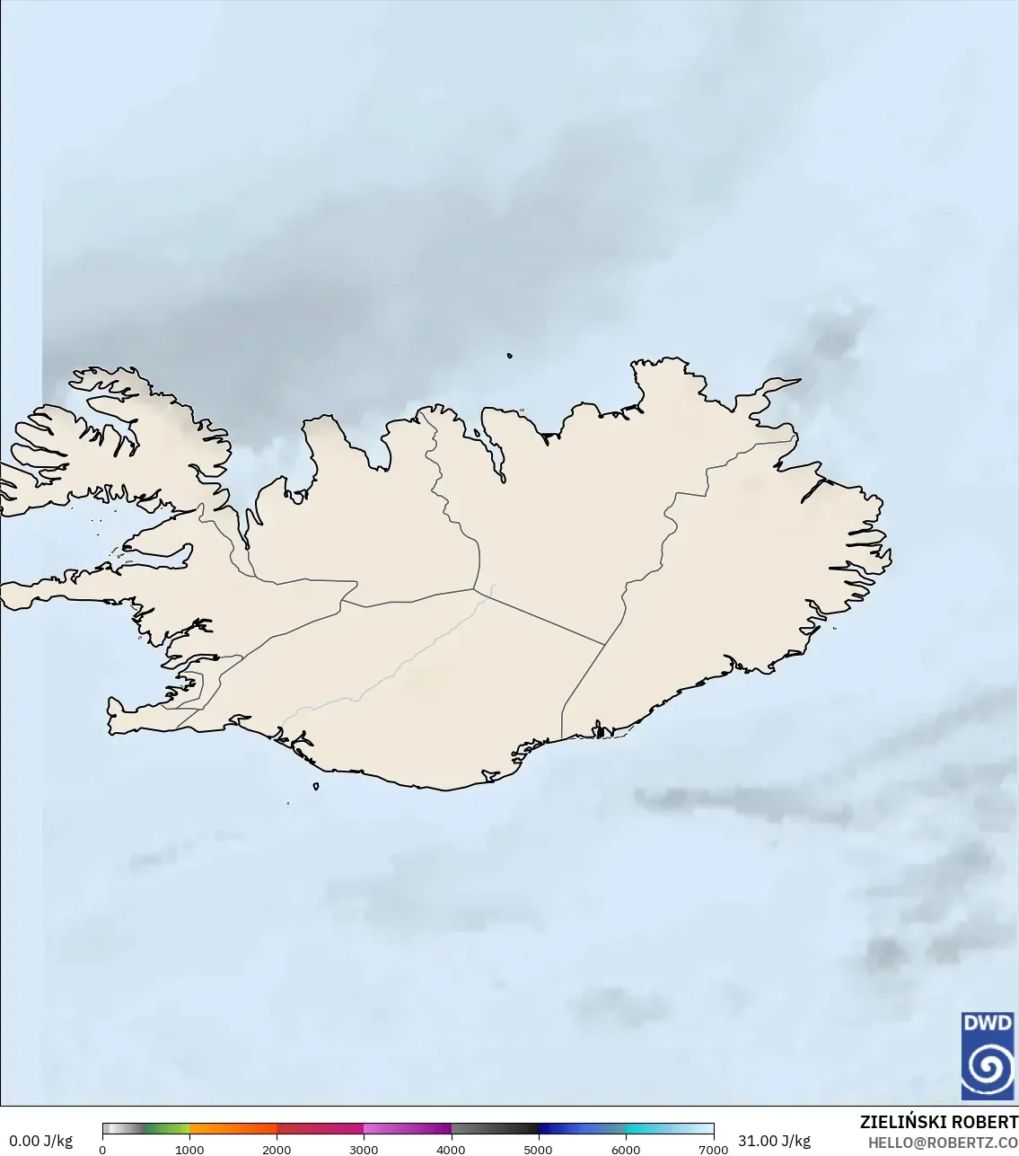 ICON modelo - Islândia, CAPE