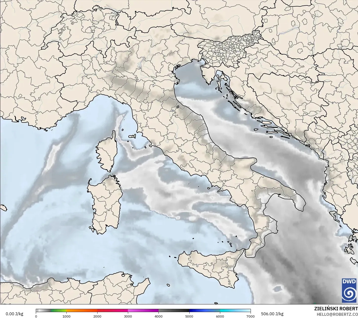 ICON modelo - Itália, CAPE