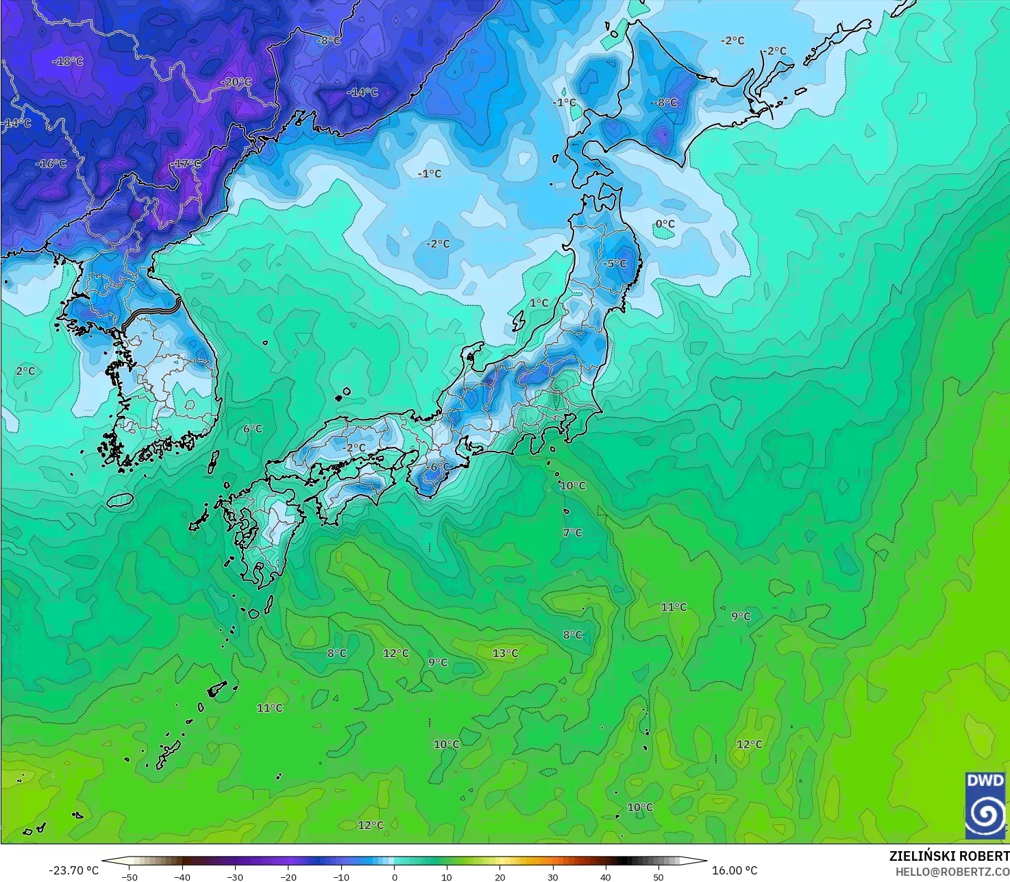 ICON modelo - Japão, Ponto de orvalho a 2 m
