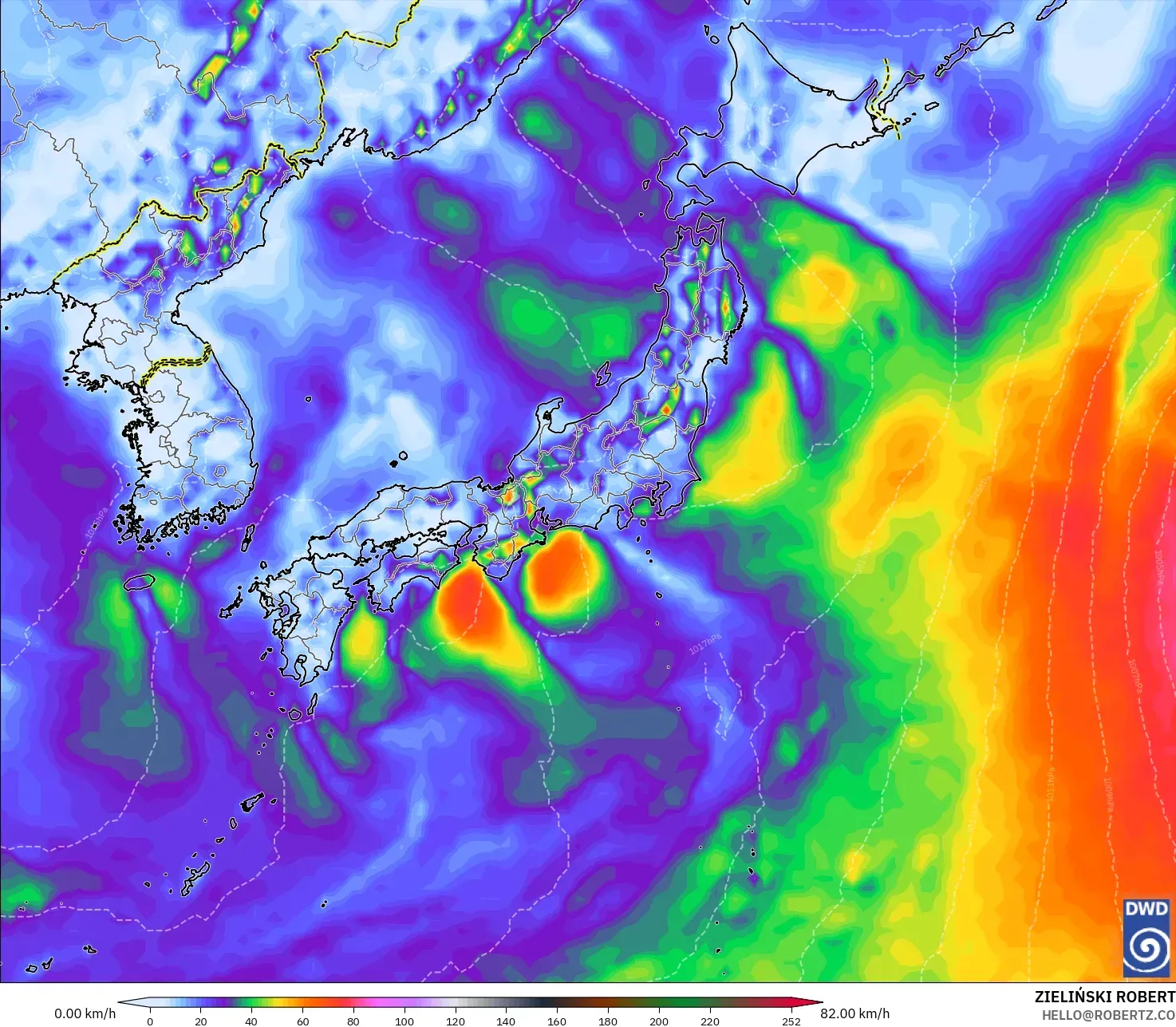 ICON modelo - Japão, Rajadas de vento