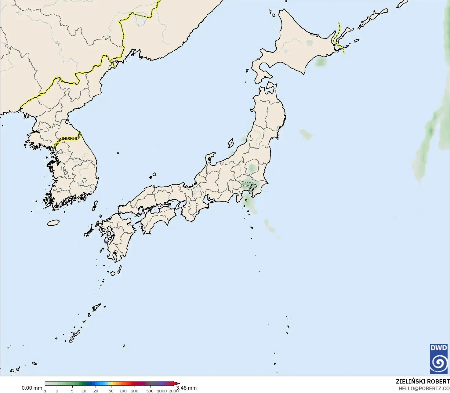 ICON modelo - Japão, Acúmulo de precipitação
