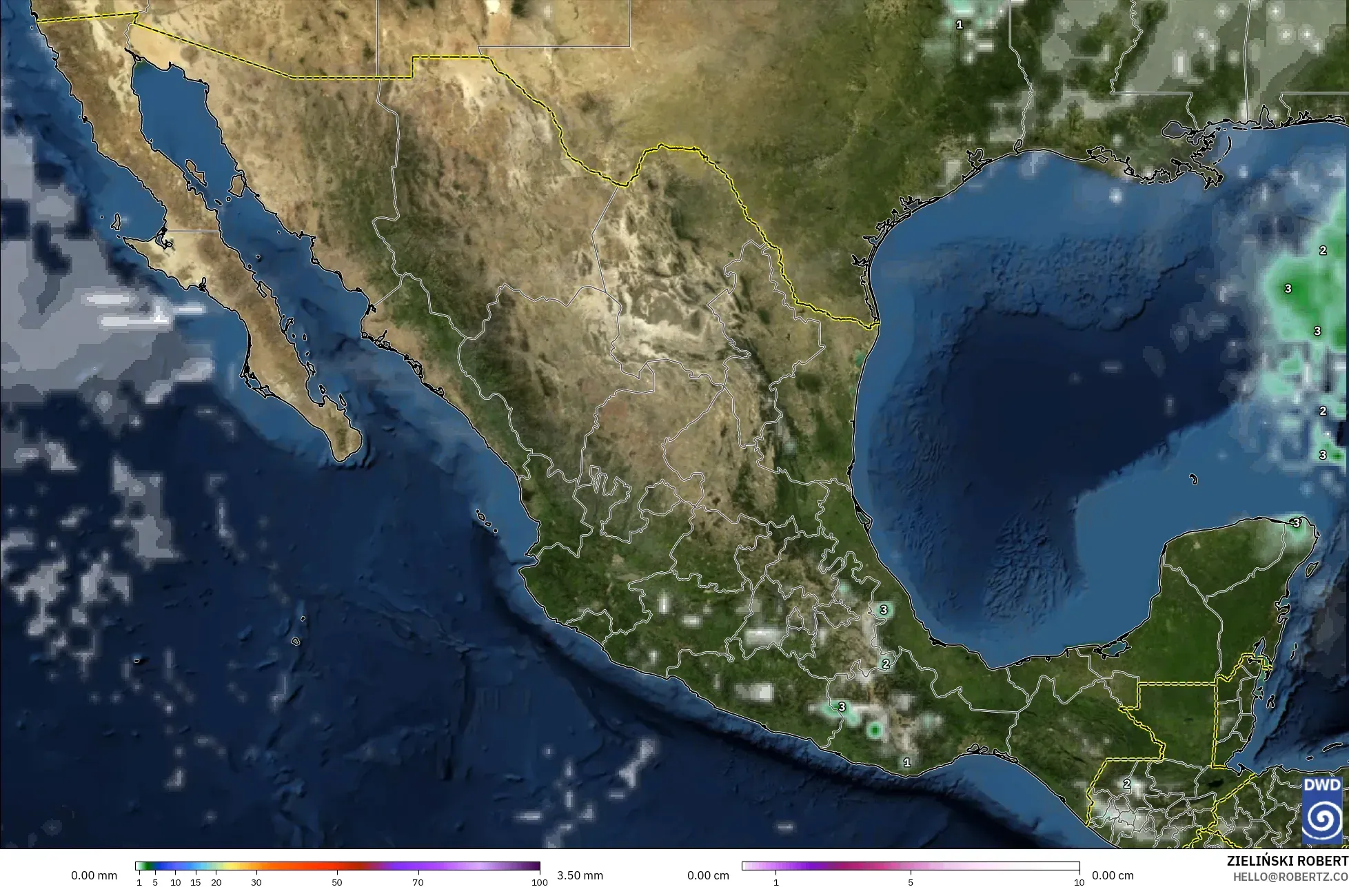 ICON modelo - México, Precipitação, nuvens e pressão