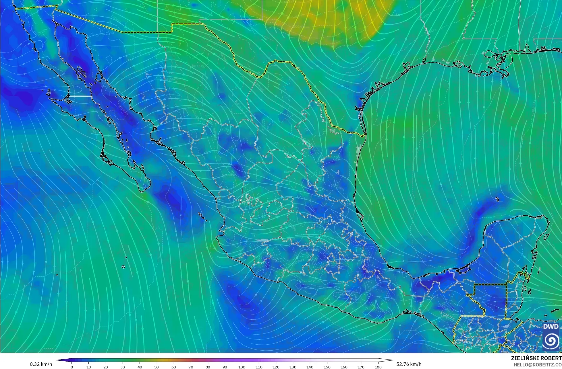 ICON modelo - México, Vento a 10 m