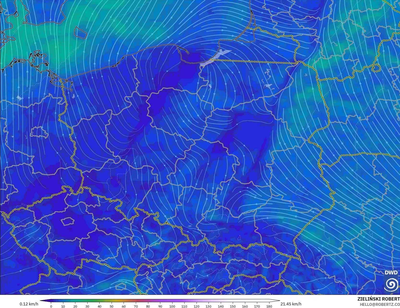 ICON modelo - Polônia, Vento a 10 m
