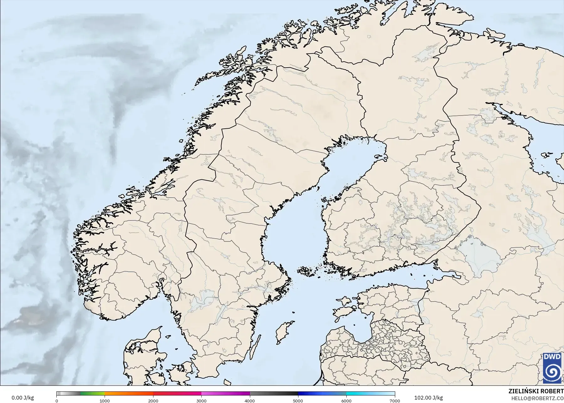 ICON modelo - Escandinávia, CAPE