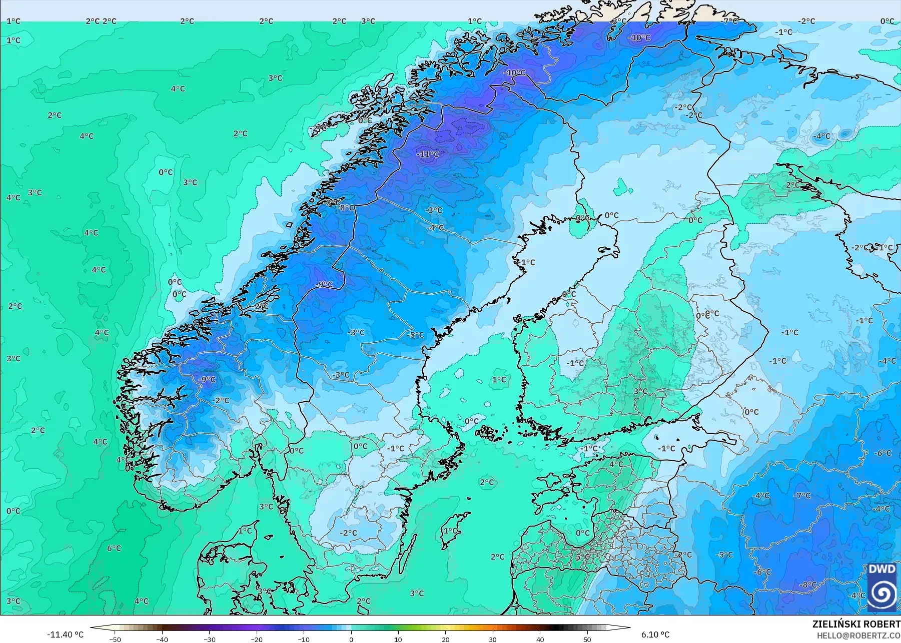 ICON modelo - Escandinávia, Ponto de orvalho a 2 m