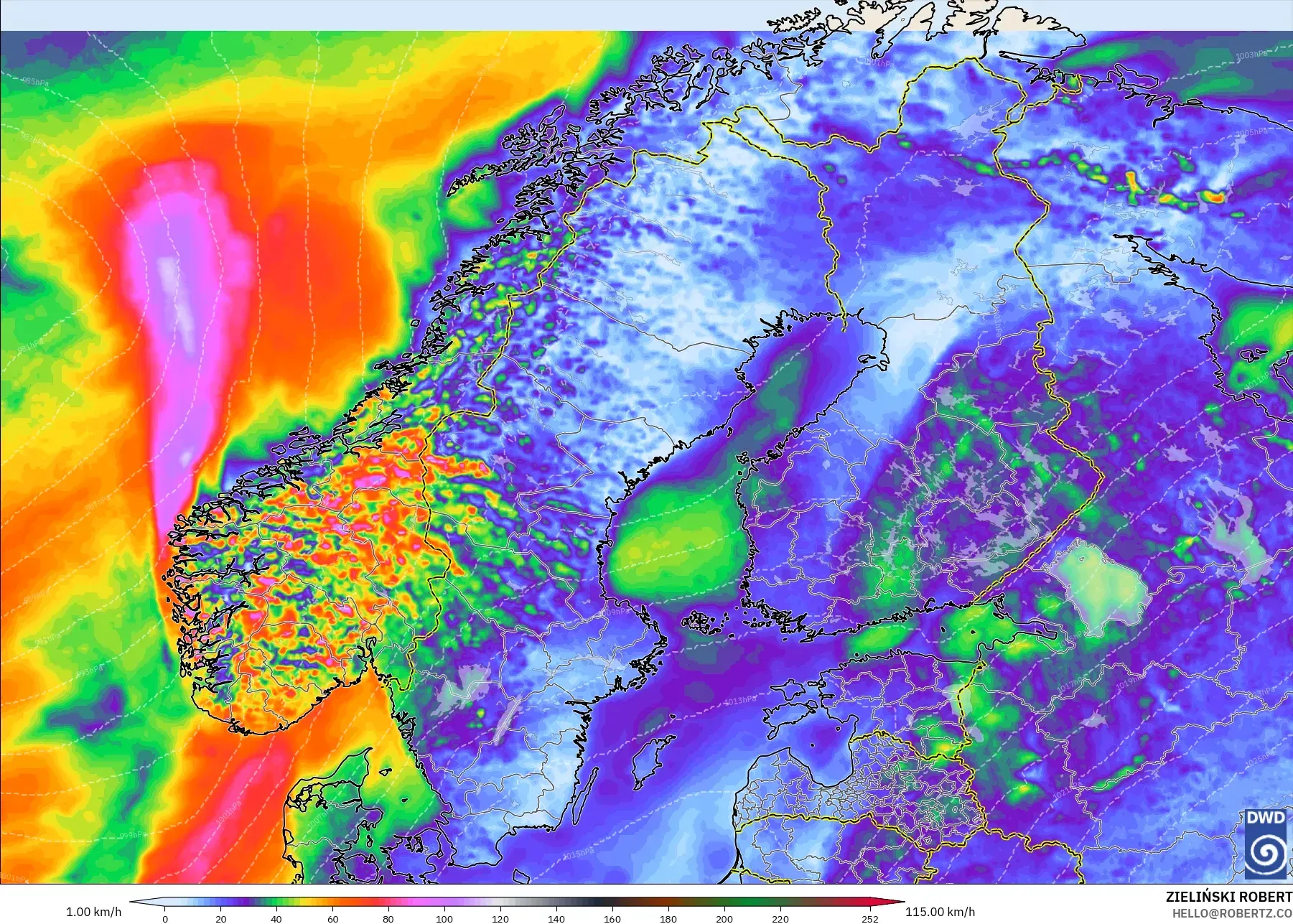 ICON modelo - Escandinávia, Rajadas de vento